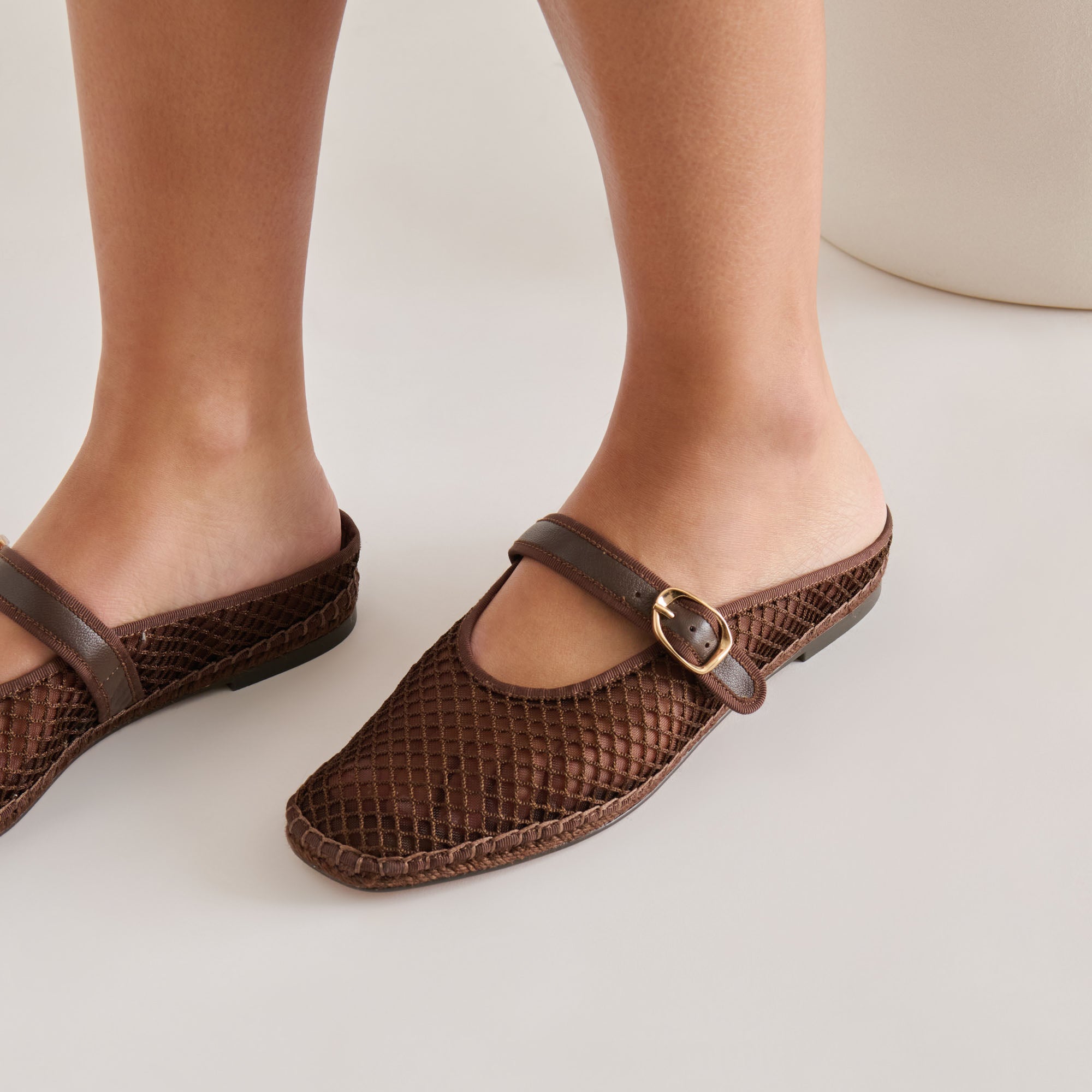 MILIE FLATS CHOCOLATE WOVEN MESH - Image 2