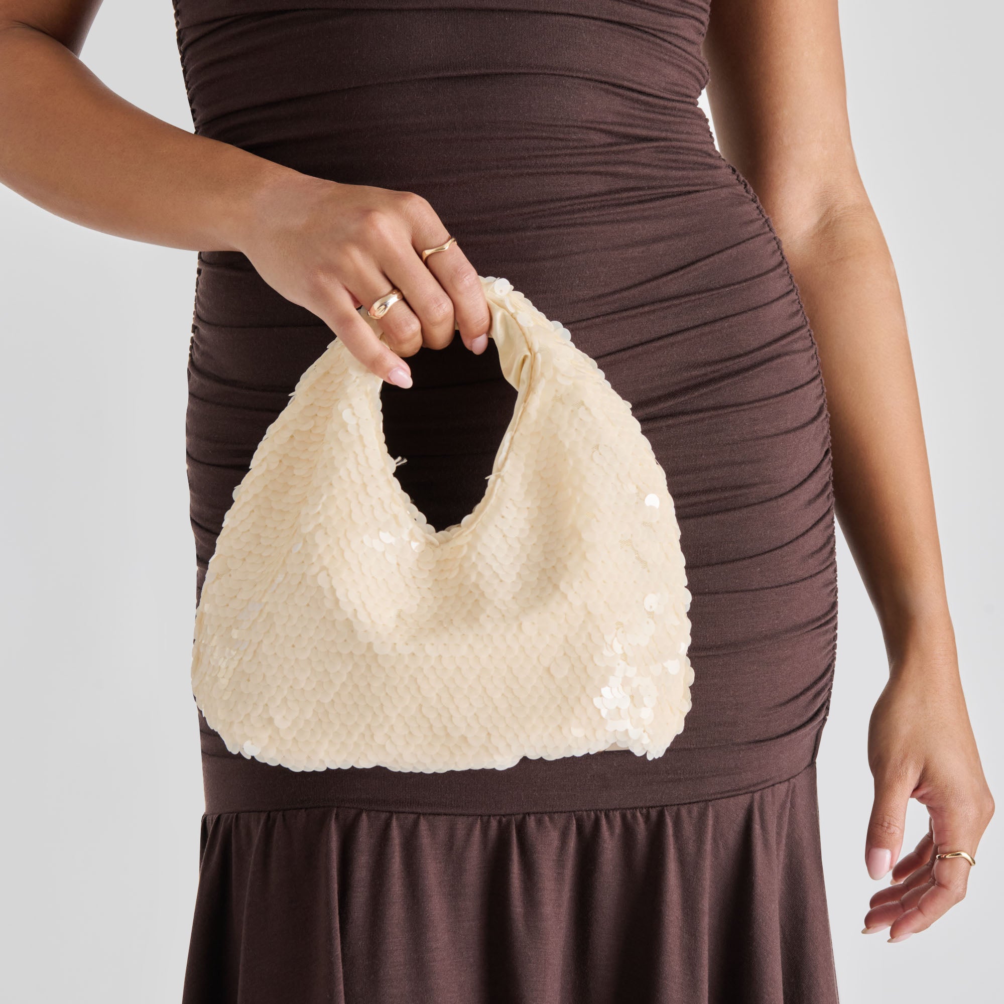DAHLIA SEQUIN HANDBAG IVORY SEQUIN - Image 7