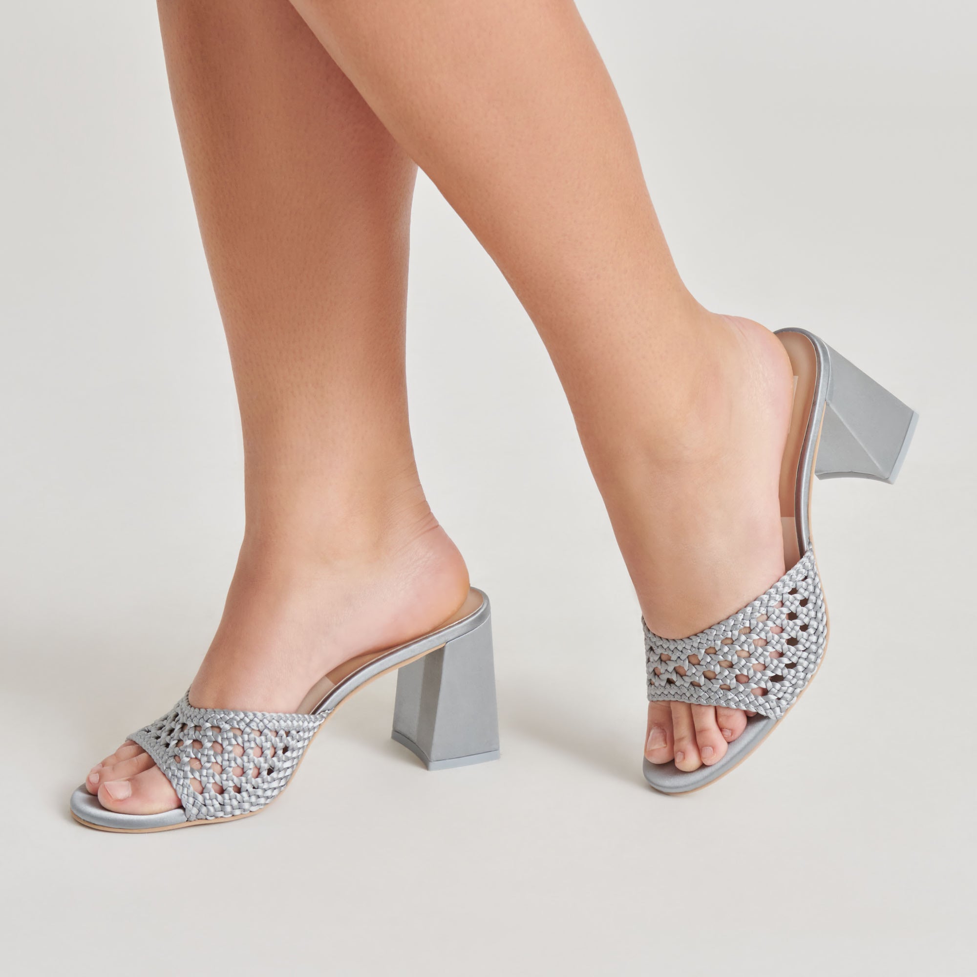 MARGOE HEELS LIGHT BLUE WOVEN SATIN - Image 2