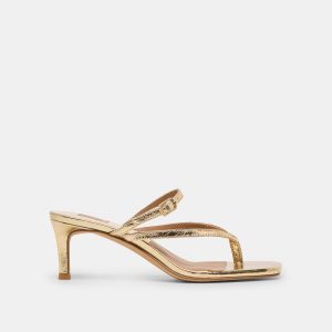 BIAGA HEELS GOLD DISTRESSED LEATHER