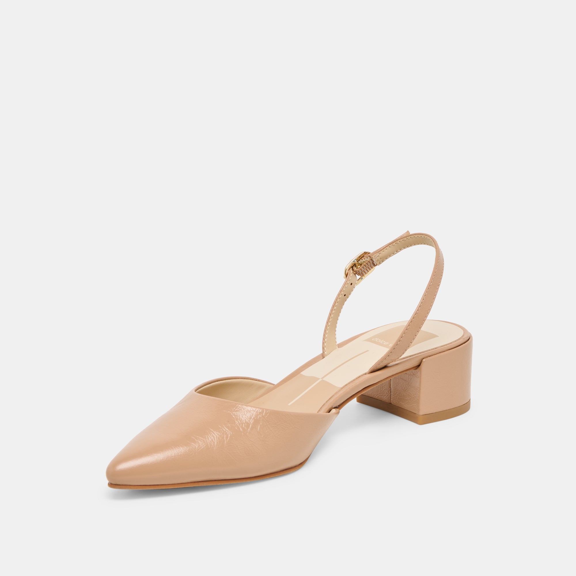 CAREL WIDE HEELS LT TAN CRINKLE PATENT LEATHER - Image 4