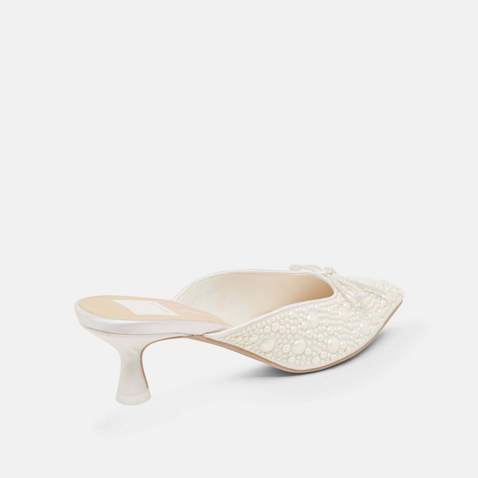 CLAYTN PEARL HEELS TRUE WHITE SATIN - Image 5