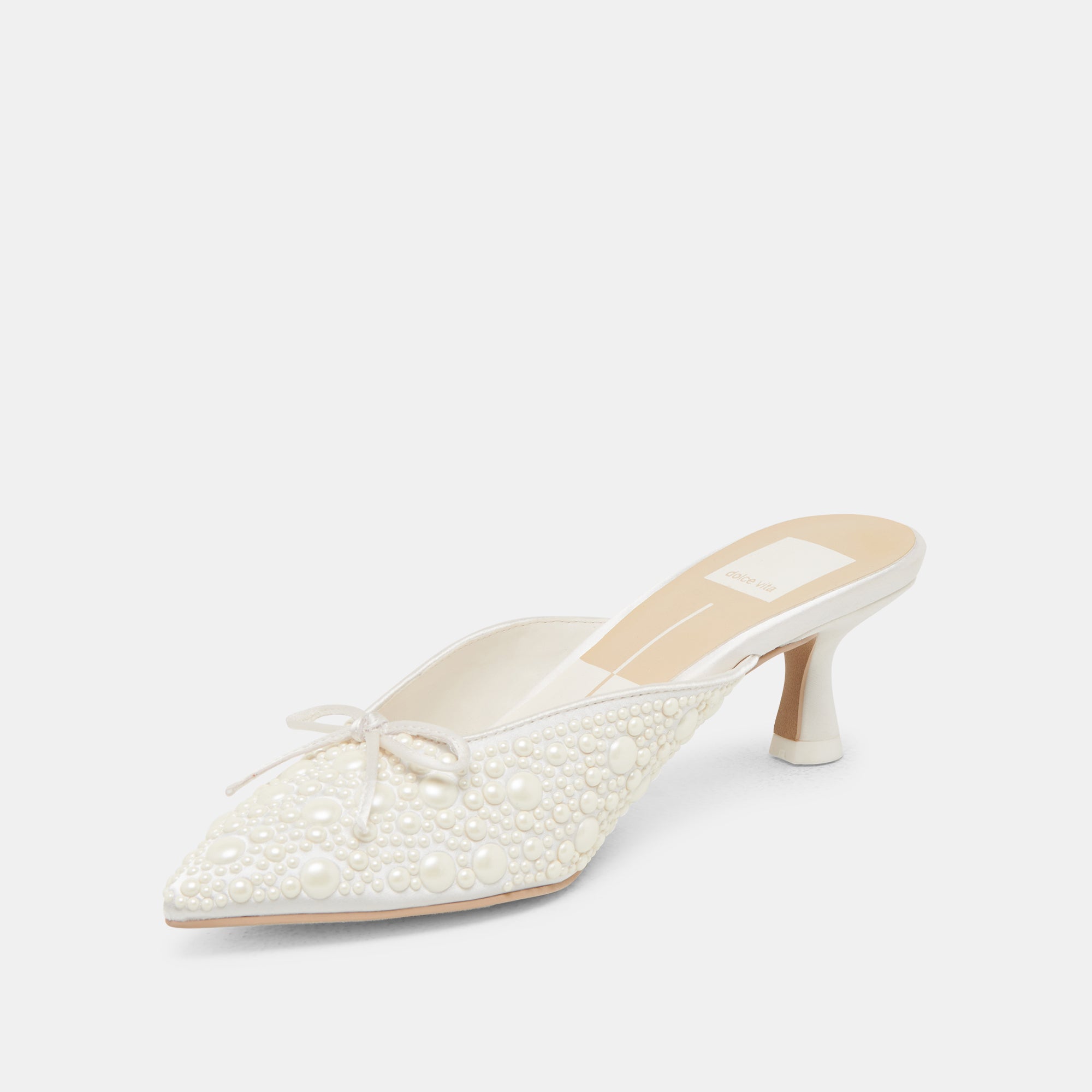 CLAYTN PEARL HEELS TRUE WHITE SATIN - Image 7