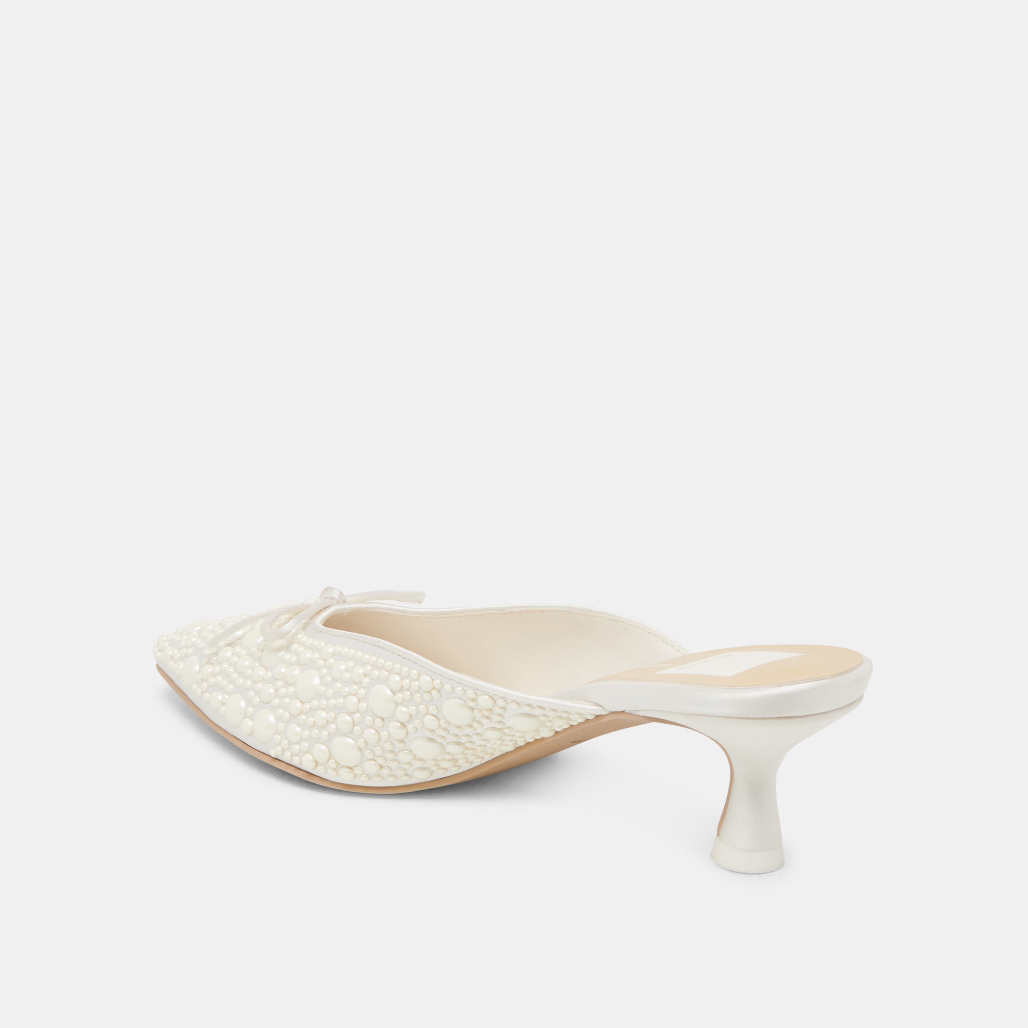 CLAYTN PEARL HEELS TRUE WHITE SATIN - Image 8