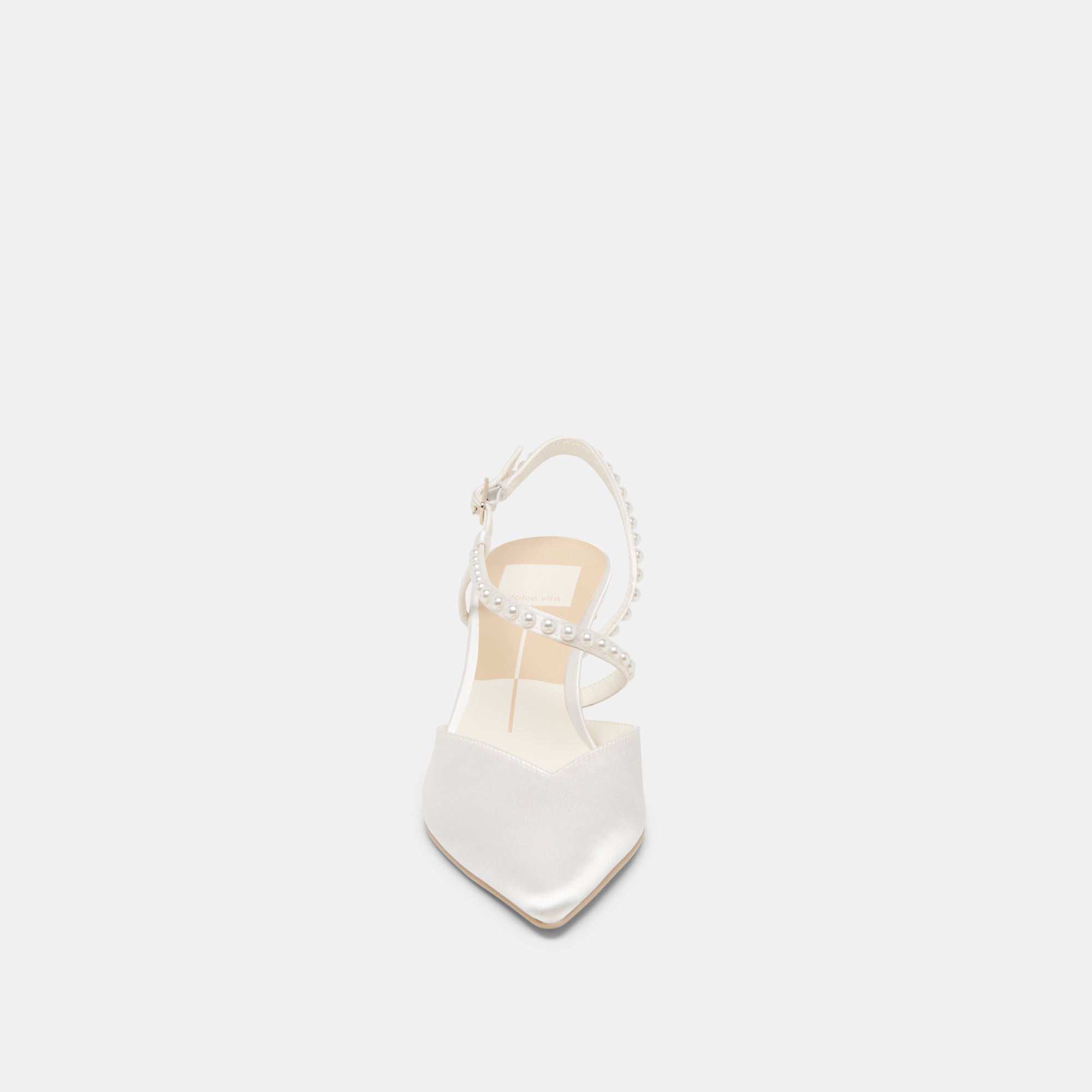 KAMRA PEARL MID HEELS TRUE WHITE SATIN - Image 10