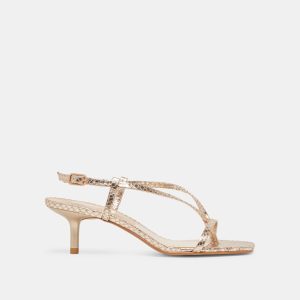 LAURY HEELS CHAMPAGNE EMBOSSED LEATHER