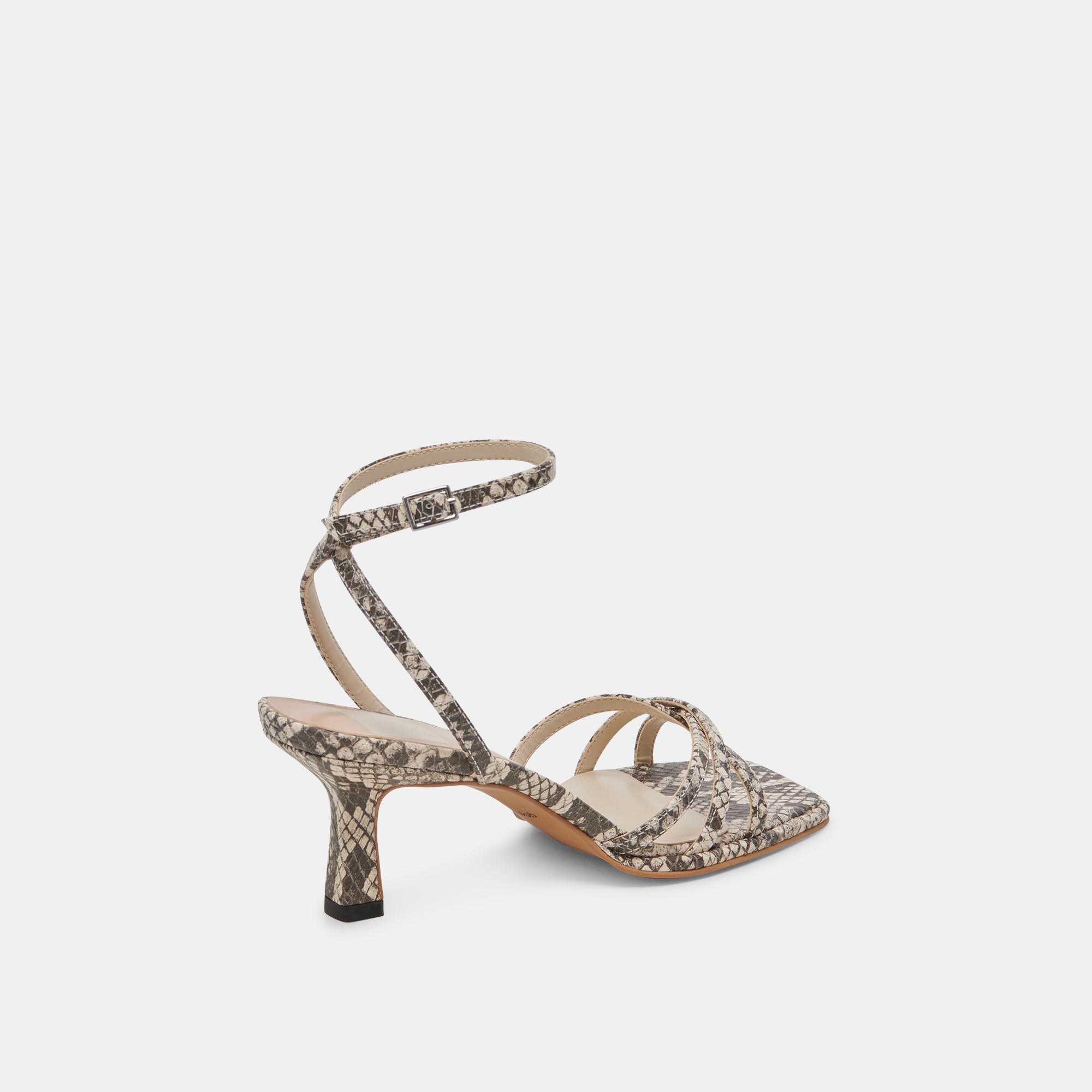 MANJI HEELS BLACK WHITE EMBOSSED SNAKE - Image 3