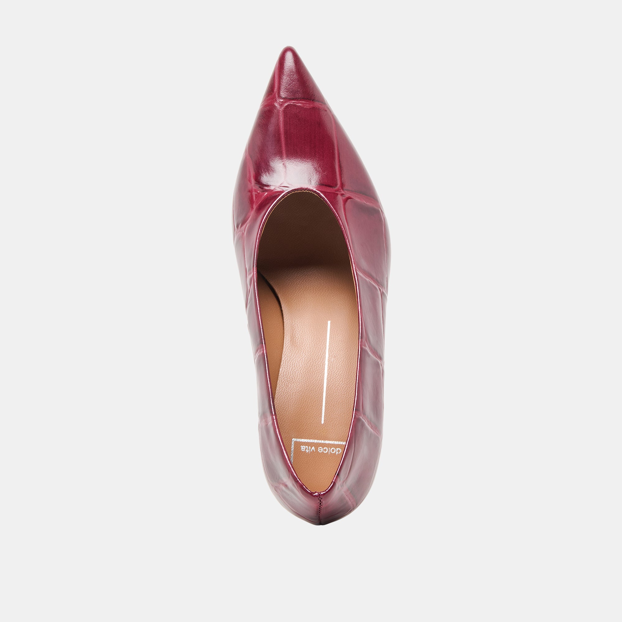 MIDGE HEELS BURGUNDY CROCO EMBOSSED LEATHER - Image 8