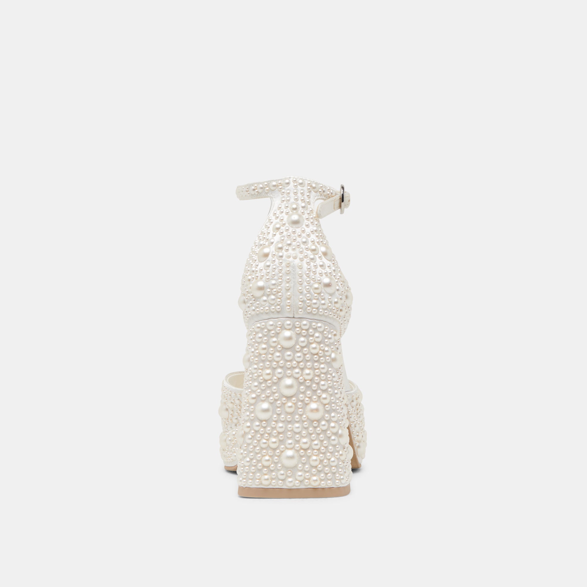 PANDRO PEARL HEELS TRUE WHITE SATIN - Image 9