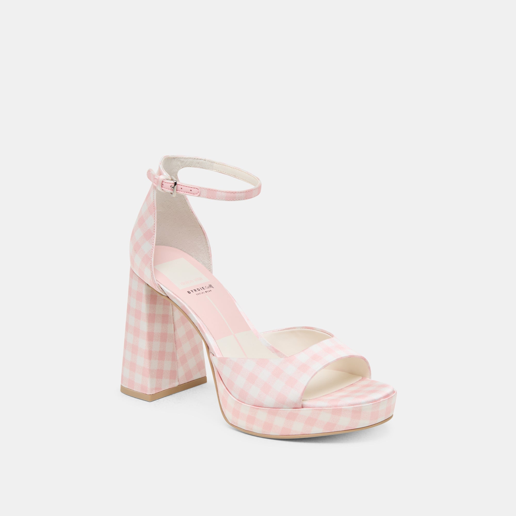 PANDRO X BYRDIE GOLF HEELS PINK PLAID GINGHAM - Image 3