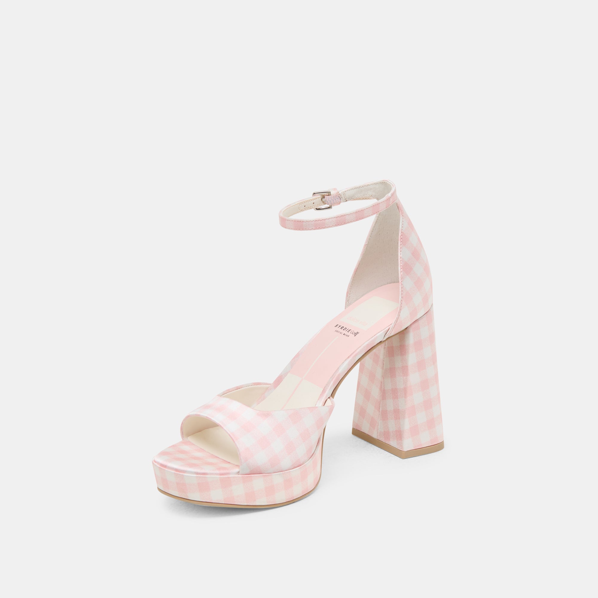 PANDRO X BYRDIE GOLF HEELS PINK PLAID GINGHAM - Image 8