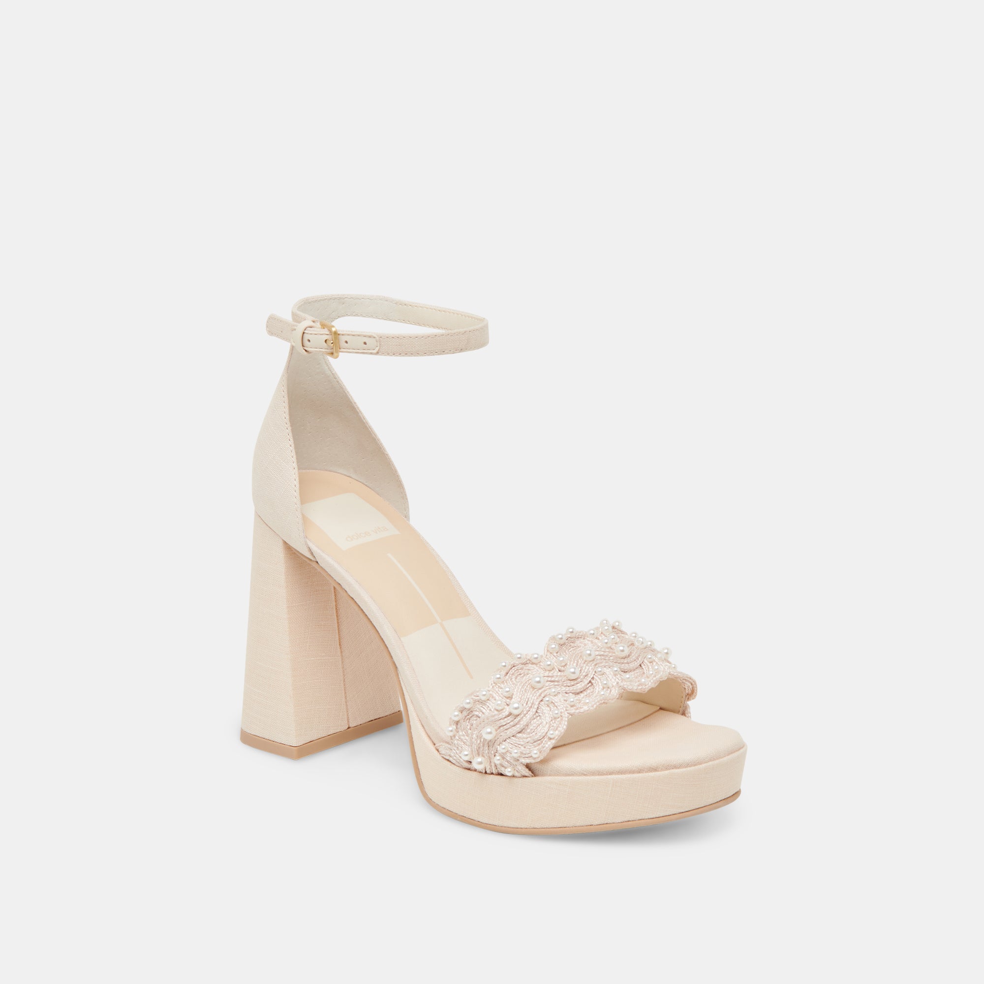 PELTIN PEARL HEELS VANILLA WOVEN RAFFIA - Image 3