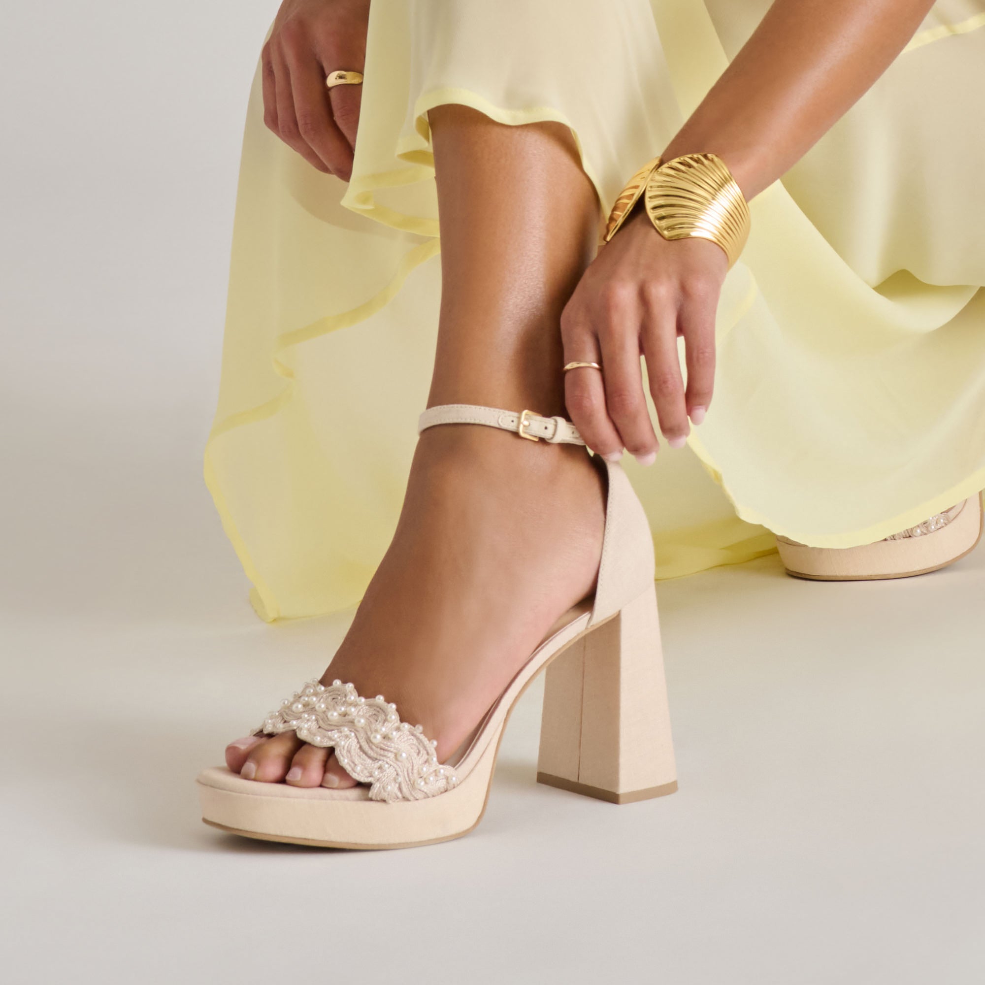 PELTIN PEARL HEELS VANILLA WOVEN RAFFIA - Image 2