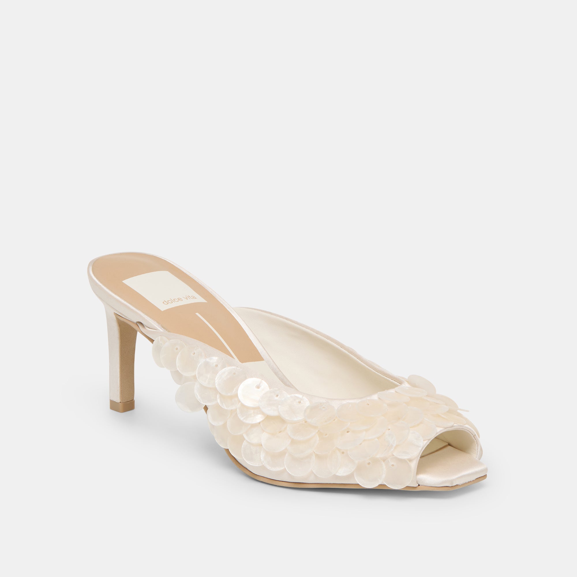 SAMARY CONFETTI HEELS OFF WHITE SATIN - Image 3