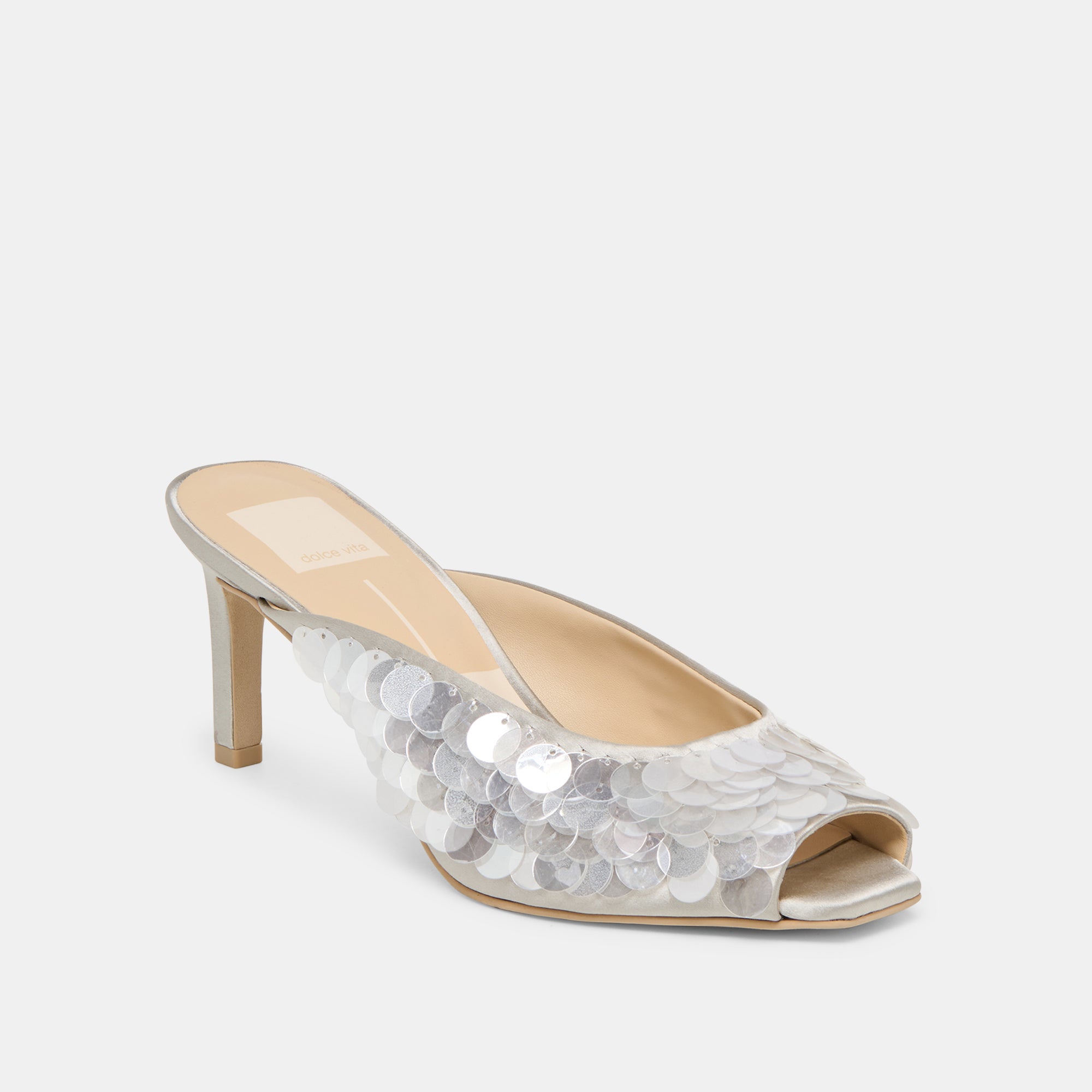 SAMARY CONFETTI HEELS SILVER SATIN - Image 3