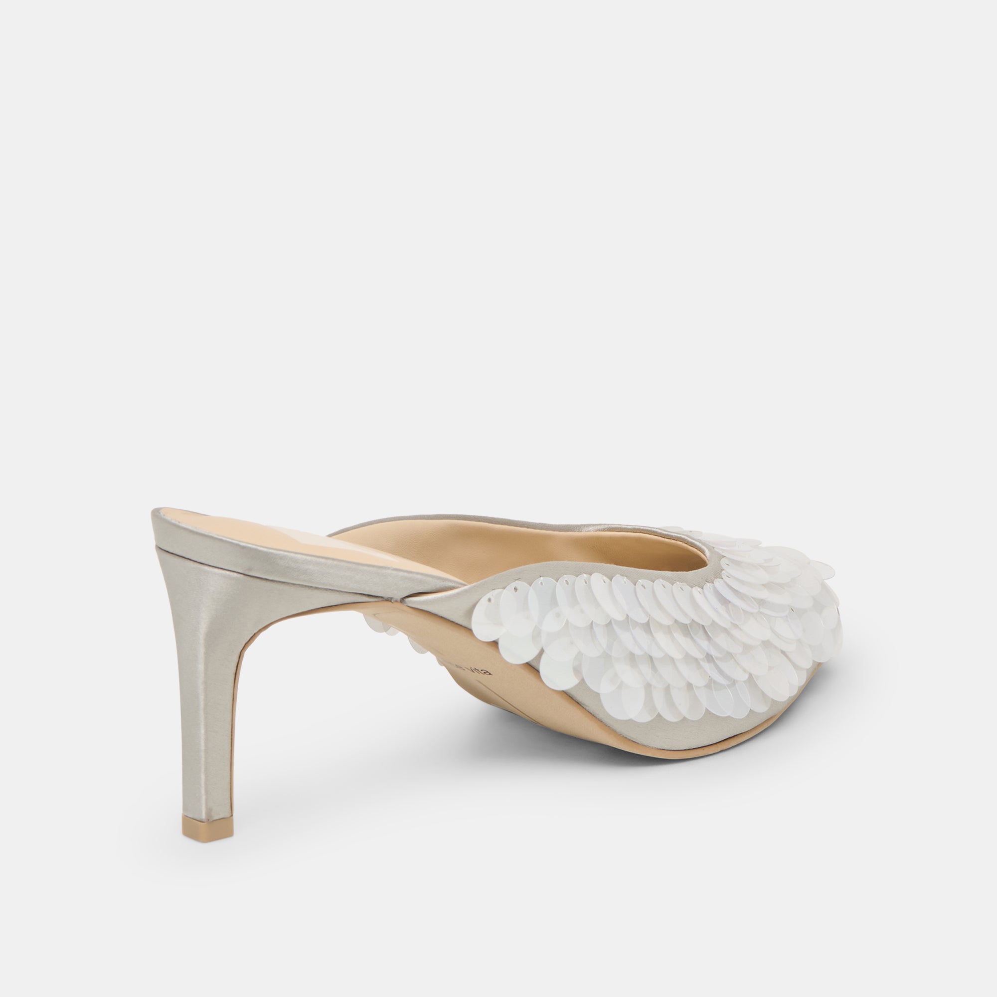 SAMARY CONFETTI HEELS SILVER SATIN - Image 5