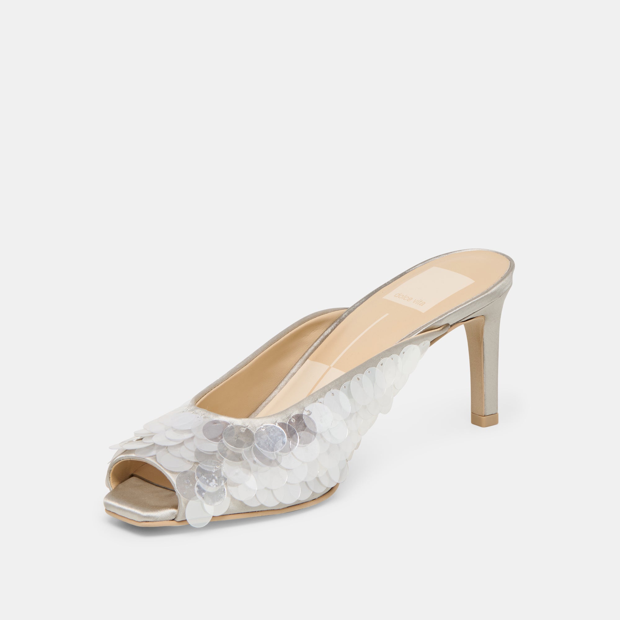 SAMARY CONFETTI HEELS SILVER SATIN - Image 7