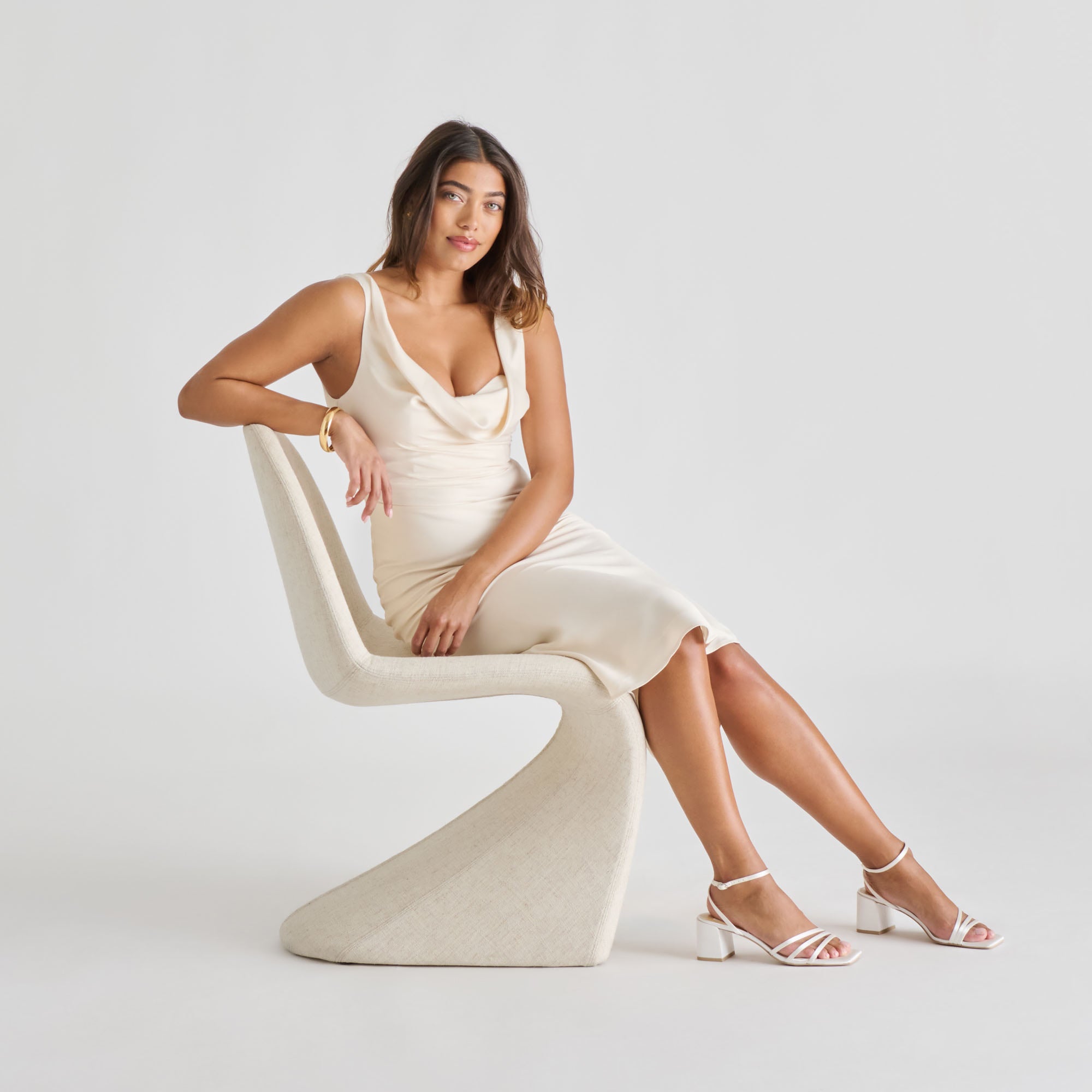 YSABEL HEELS TRUE WHITE SATIN - Image 4