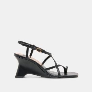 AYLEE WEDGES BLACK LEATHER