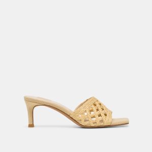 BOWEN HEELS LT NATURAL RAFFIA