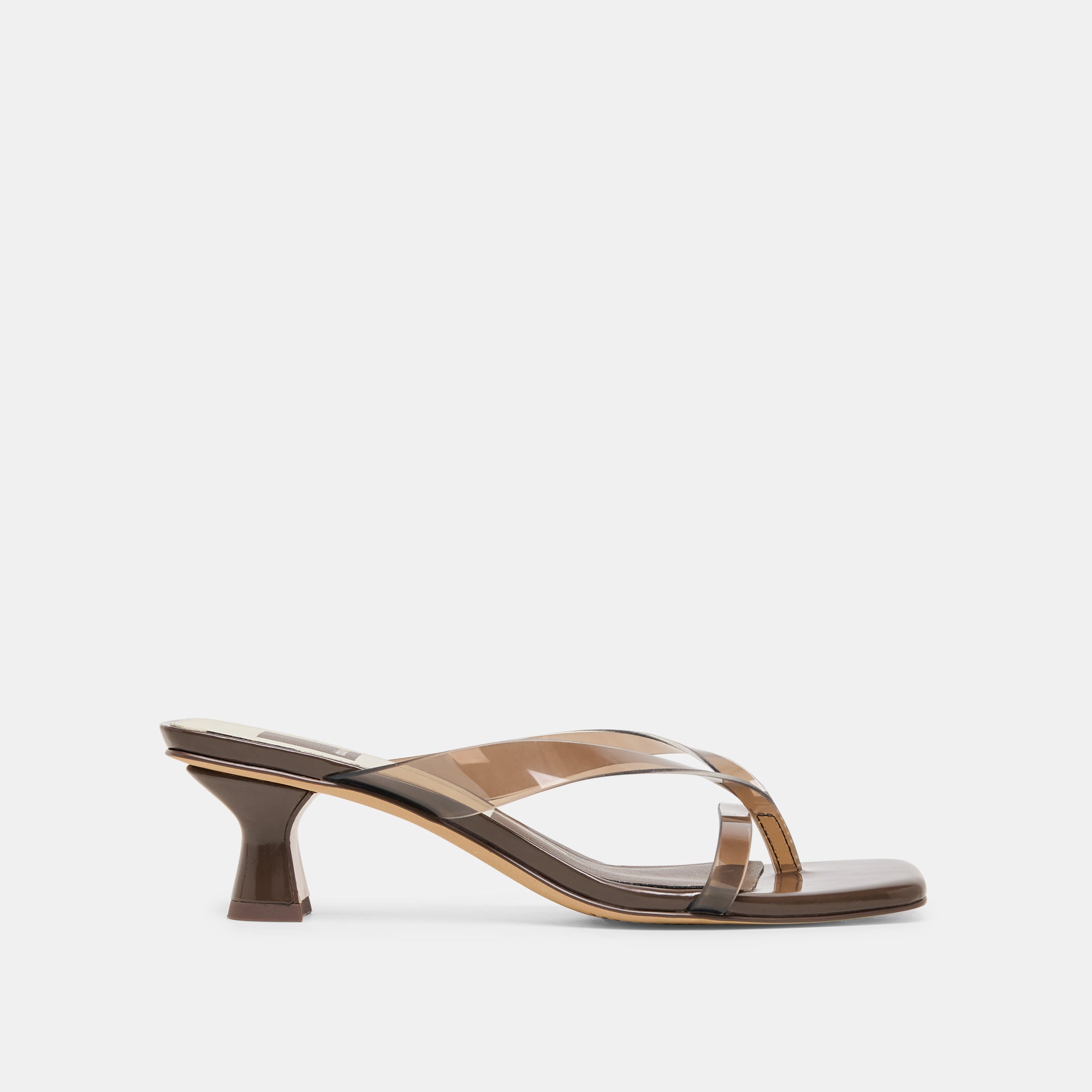 BREVEL VINYL WIDE HEELS DK BROWN JELLY