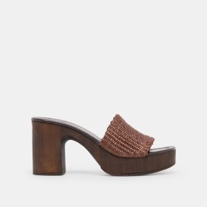 CELEST HEELS CHOCOLATE RAFFIA