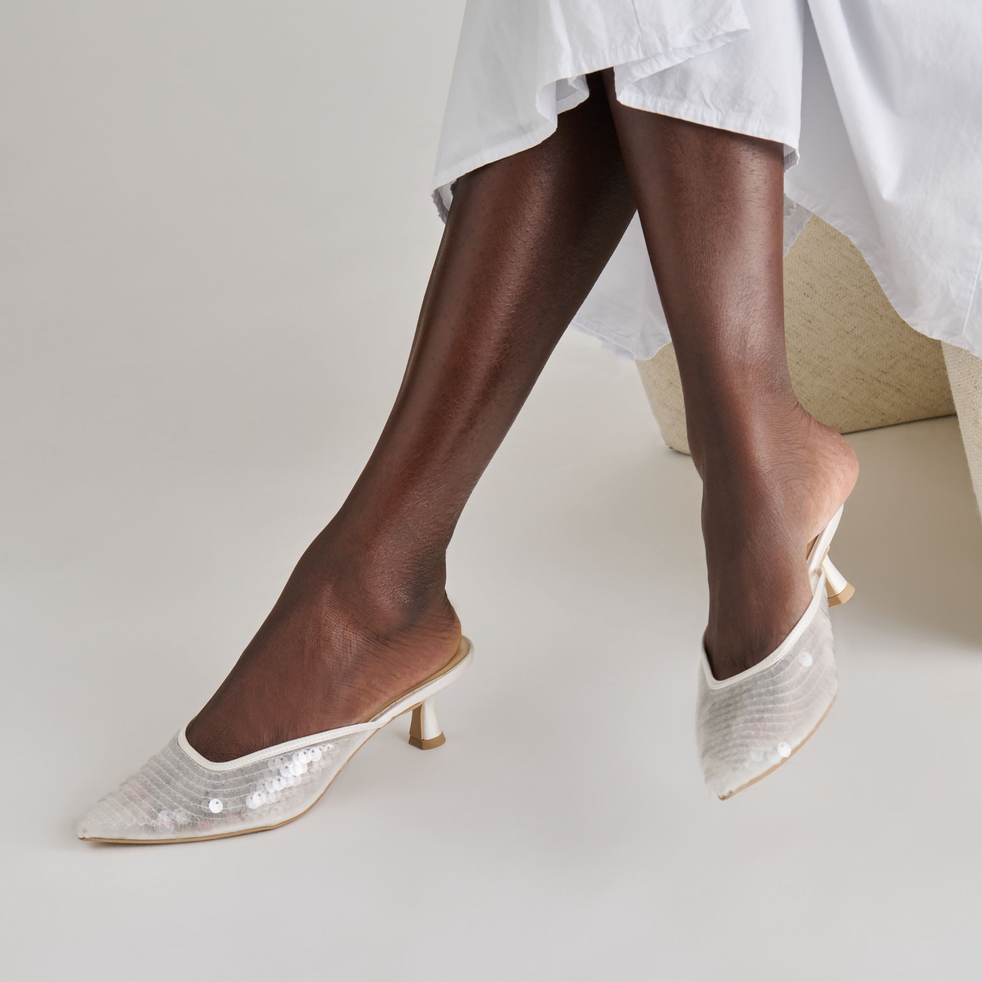 CLEO SEQUIN HEELS IVORY SEQUIN - Image 6