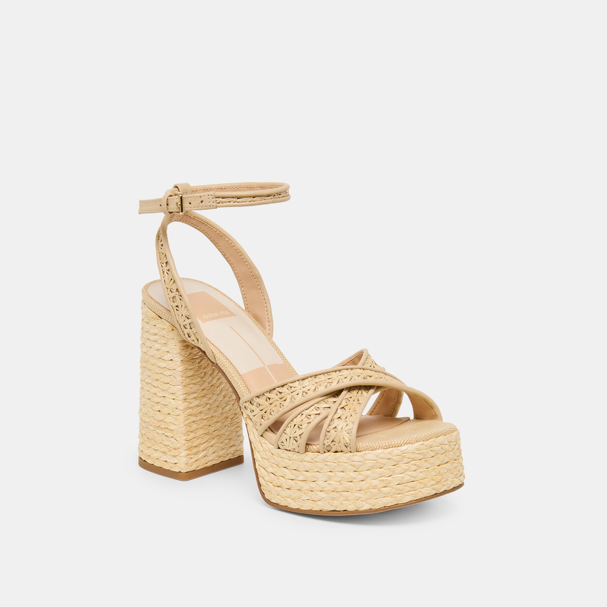 DANILA HEELS LT NATURAL CROSS HATCH RAFFIA - Image 3