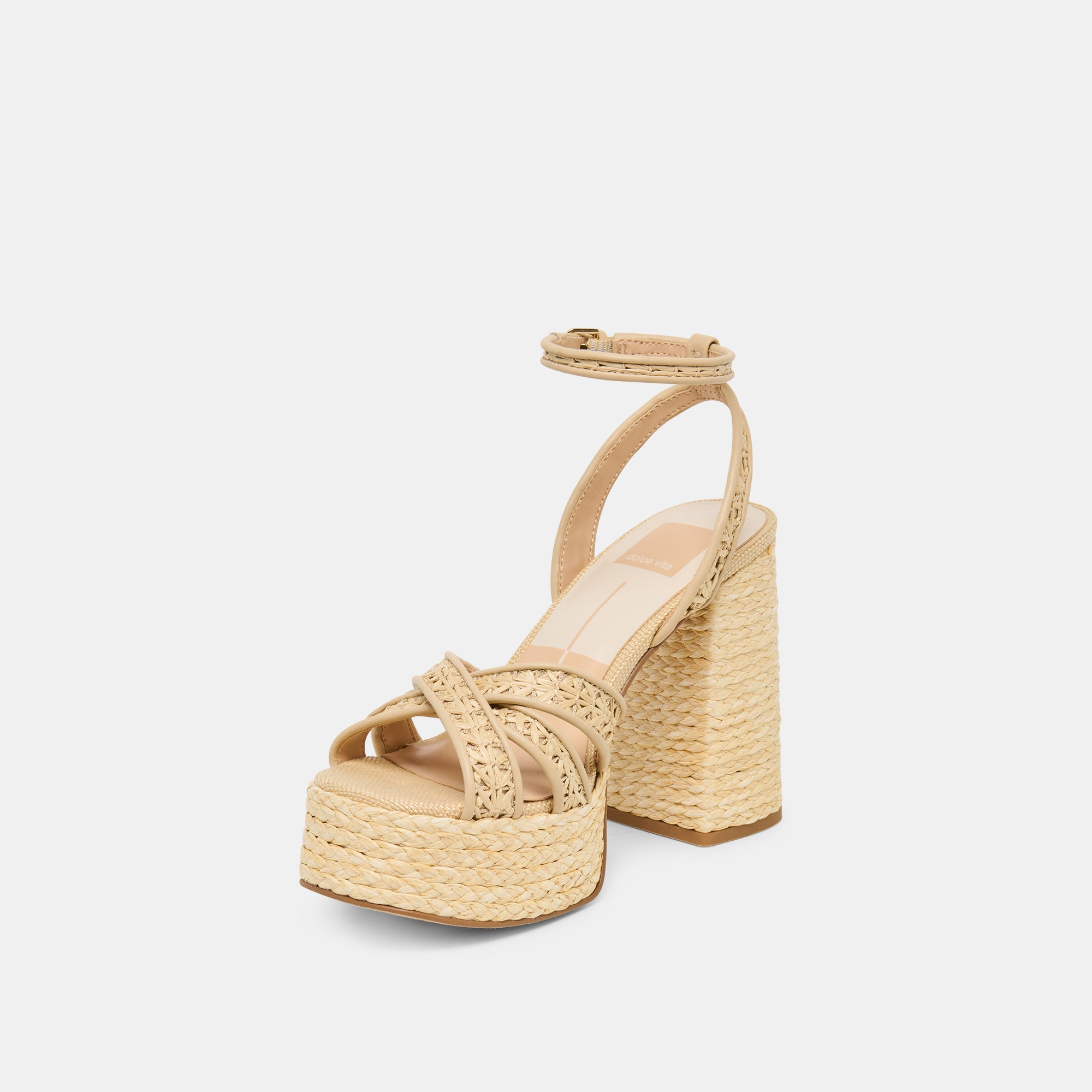 DANILA HEELS LT NATURAL CROSS HATCH RAFFIA - Image 5