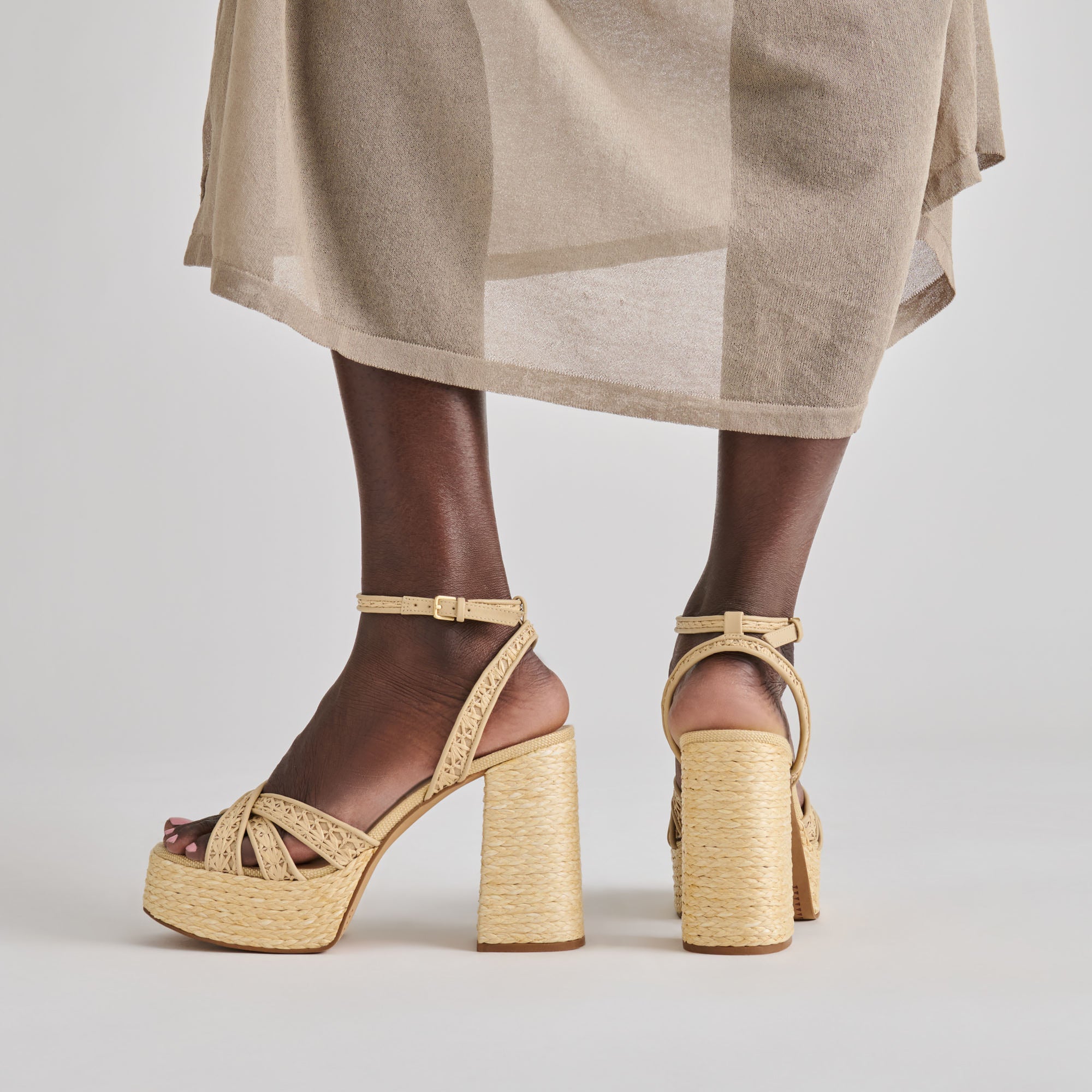DANILA HEELS LT NATURAL CROSS HATCH RAFFIA - Image 2