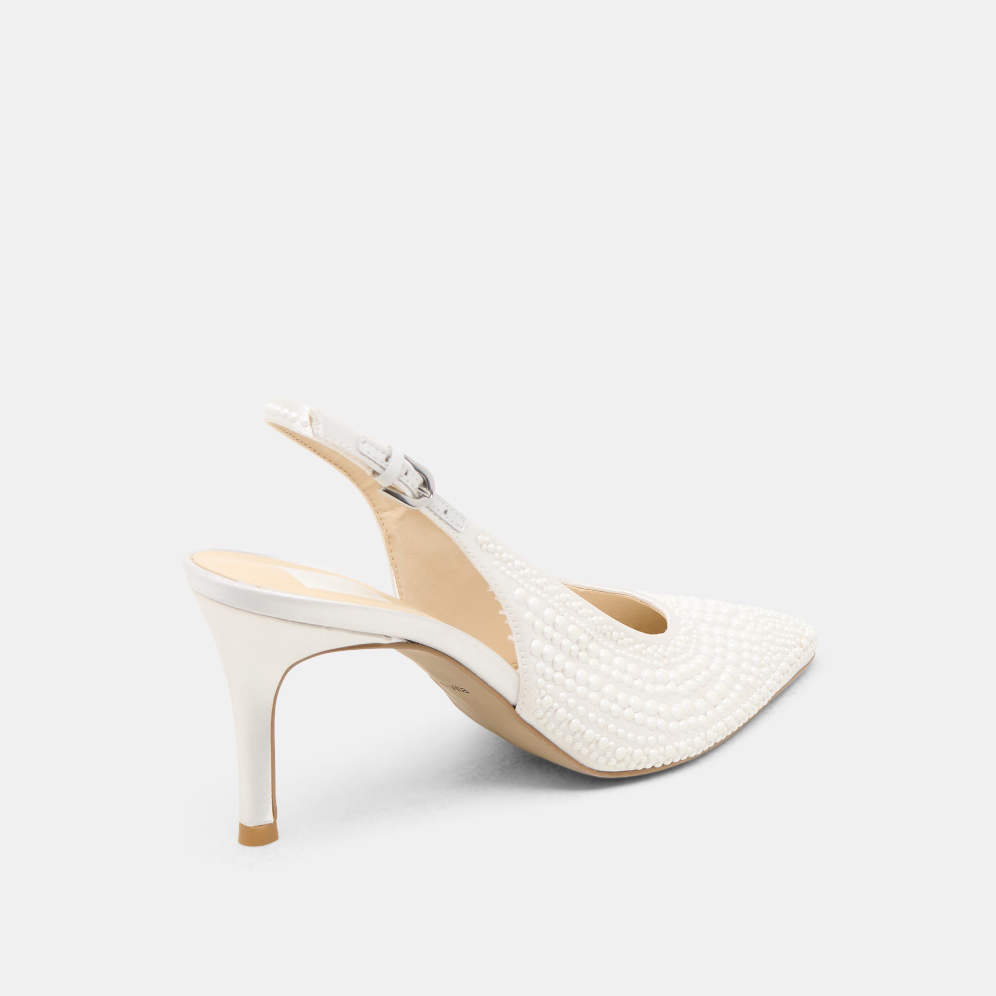 ELASI PEARL HEELS TRUE WHITE SATIN - Image 5