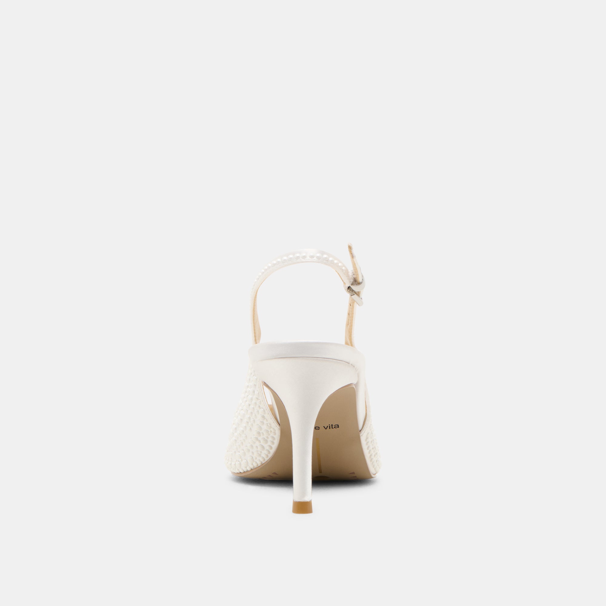 ELASI PEARL HEELS TRUE WHITE SATIN - Image 9
