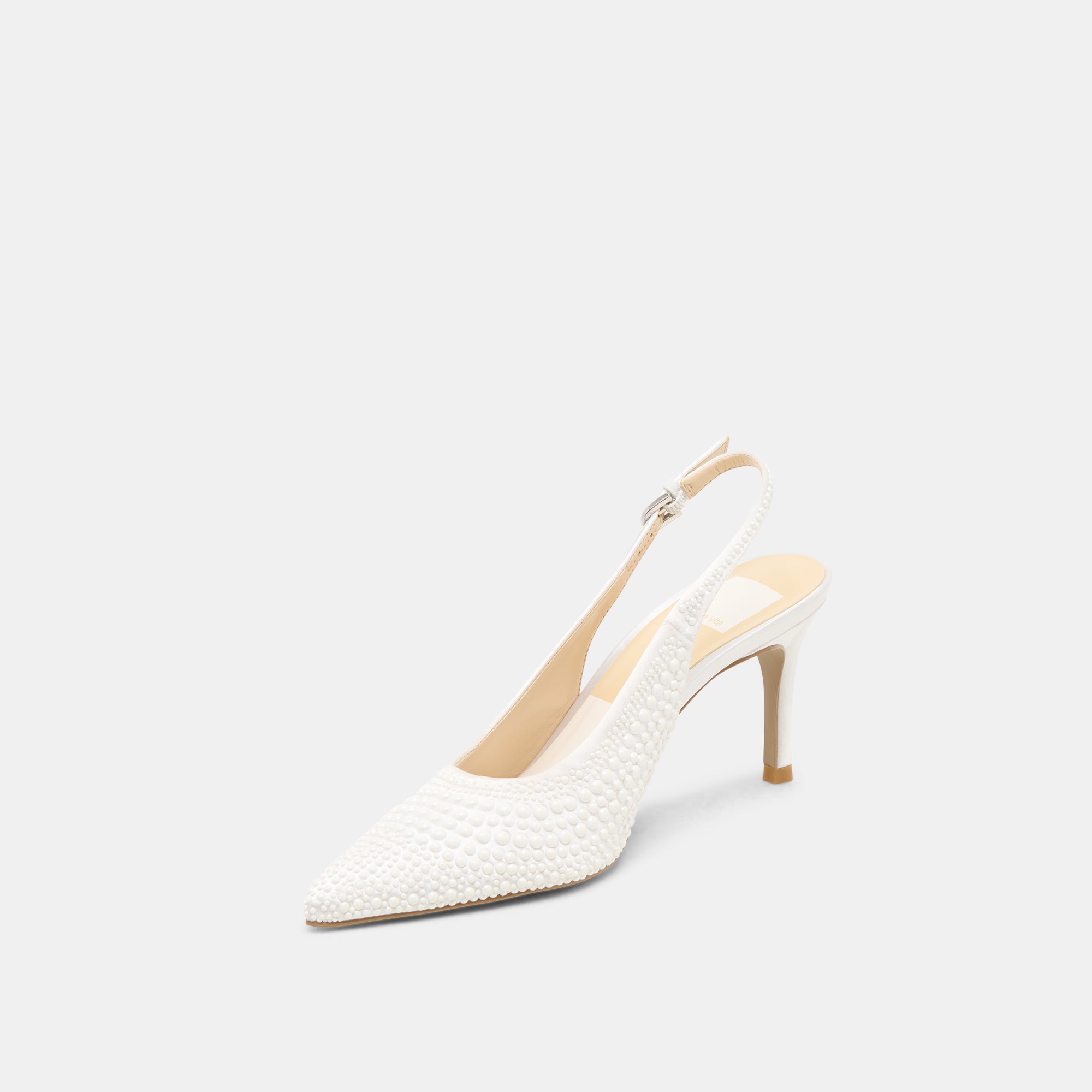 ELASI PEARL HEELS TRUE WHITE SATIN - Image 6