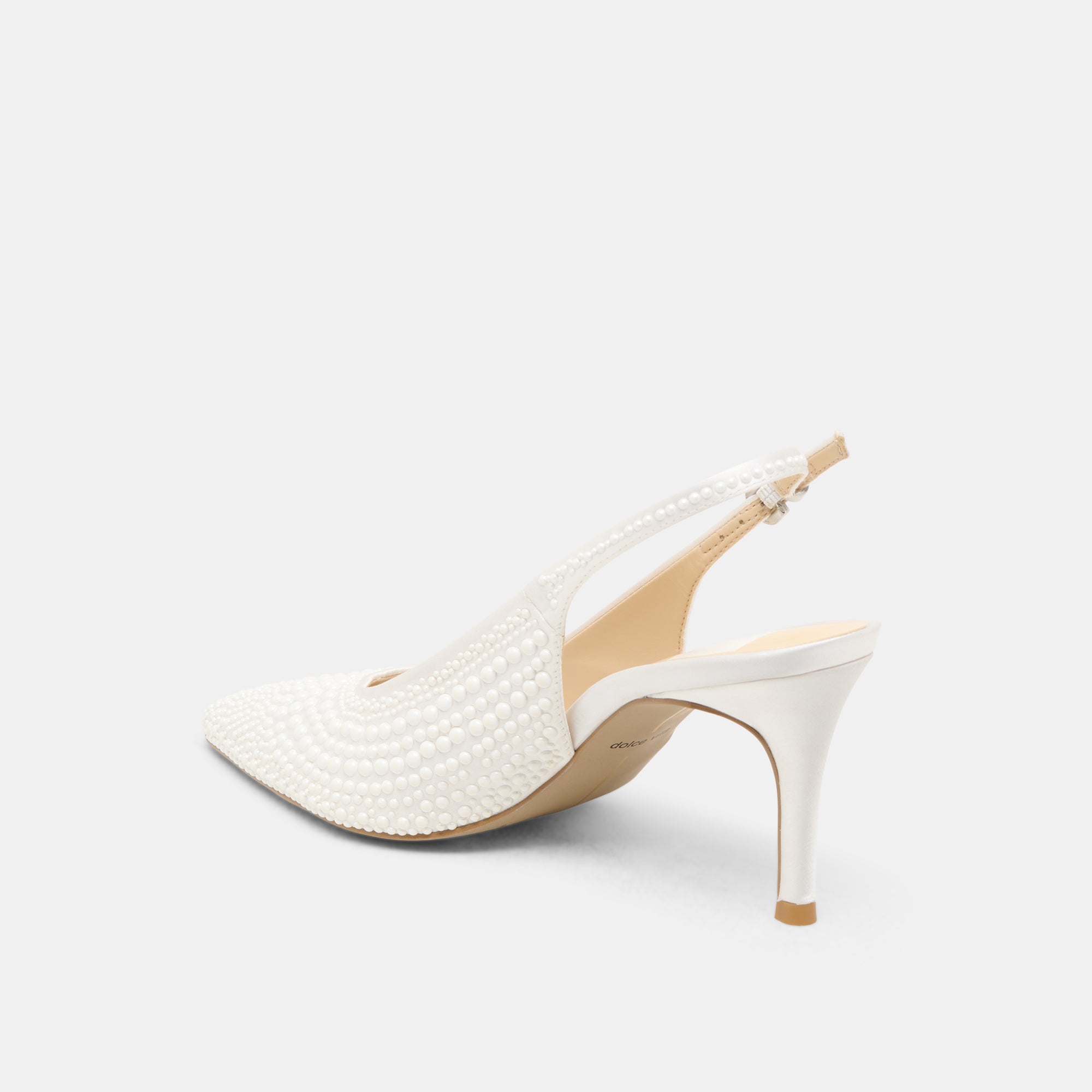 ELASI PEARL HEELS TRUE WHITE SATIN - Image 7