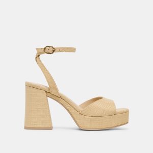 FELICA HEELS NATURAL RAFFIA