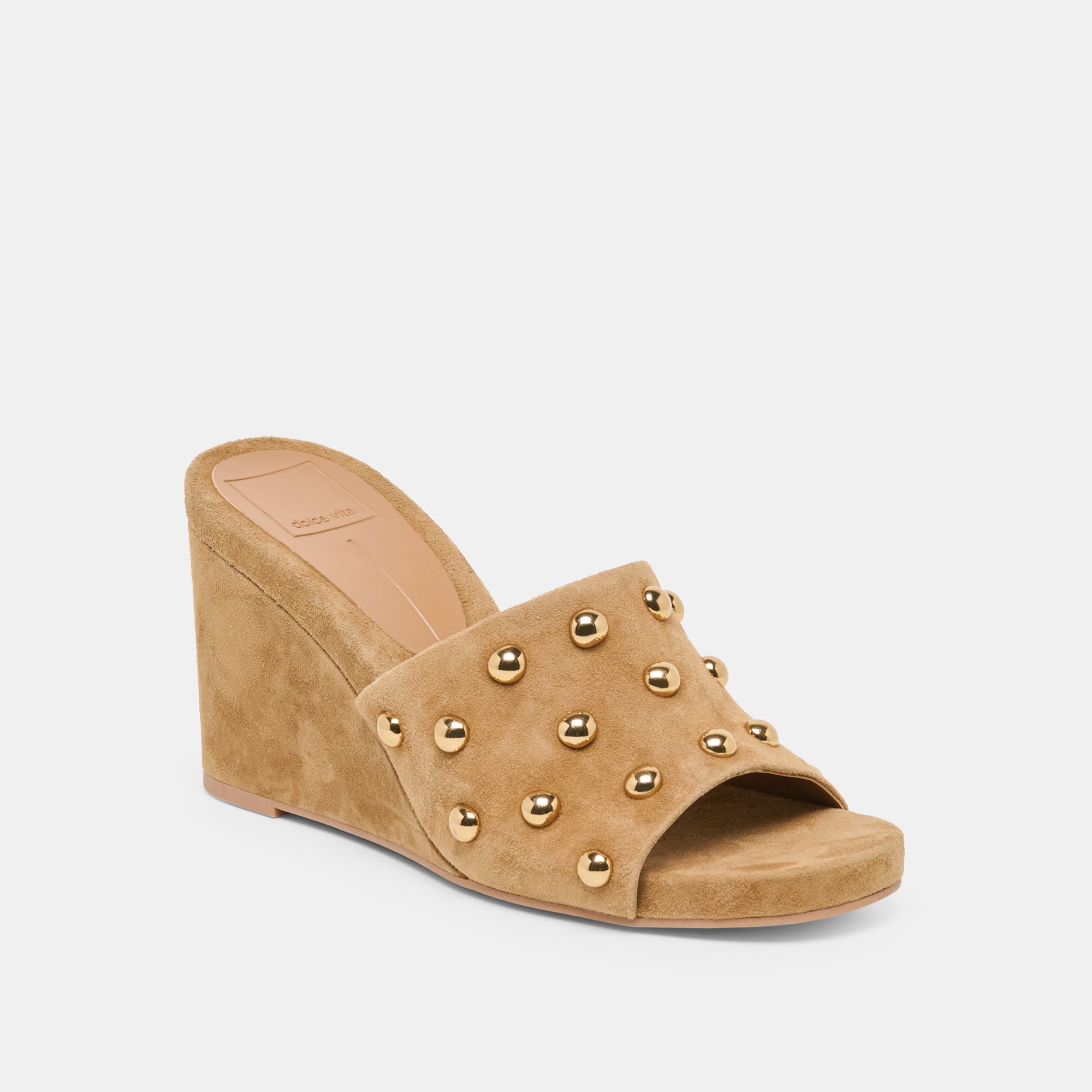 HOLTA STUD WEDGES LT BROWN SUEDE - Image 2
