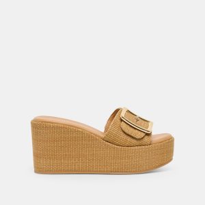 JILIAN WEDGES MOCHA RAFFIA