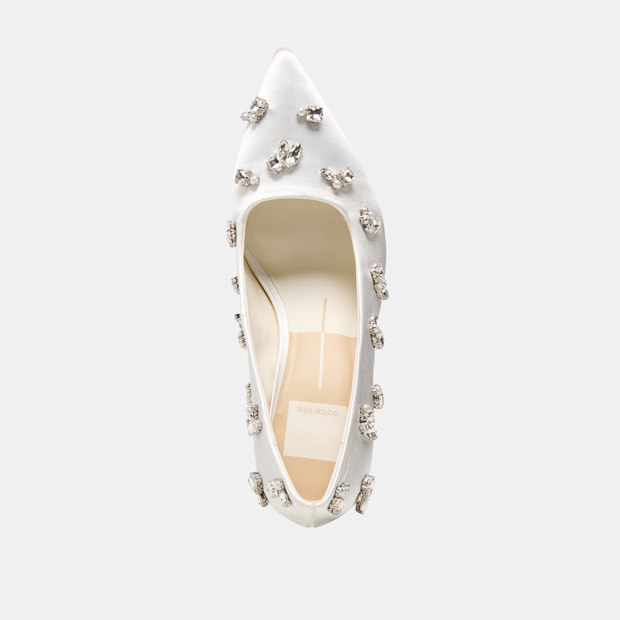 KAYNA RHINESTONE HEELS WHITE SATIN - Image 8