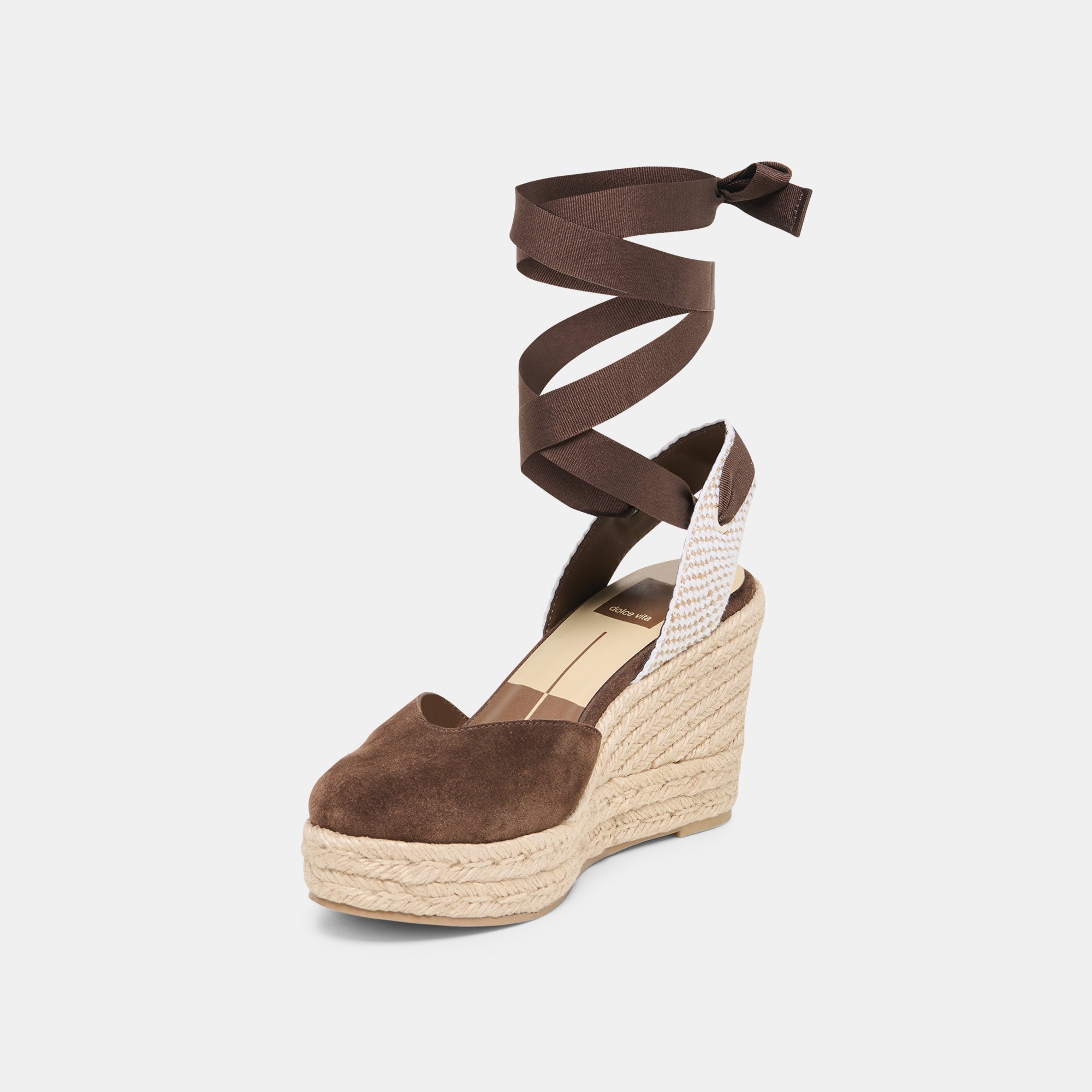 NOURA WEDGES DK BROWN SUEDE - Image 5