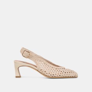 REMLA HEELS BONE WOVEN LEATHER