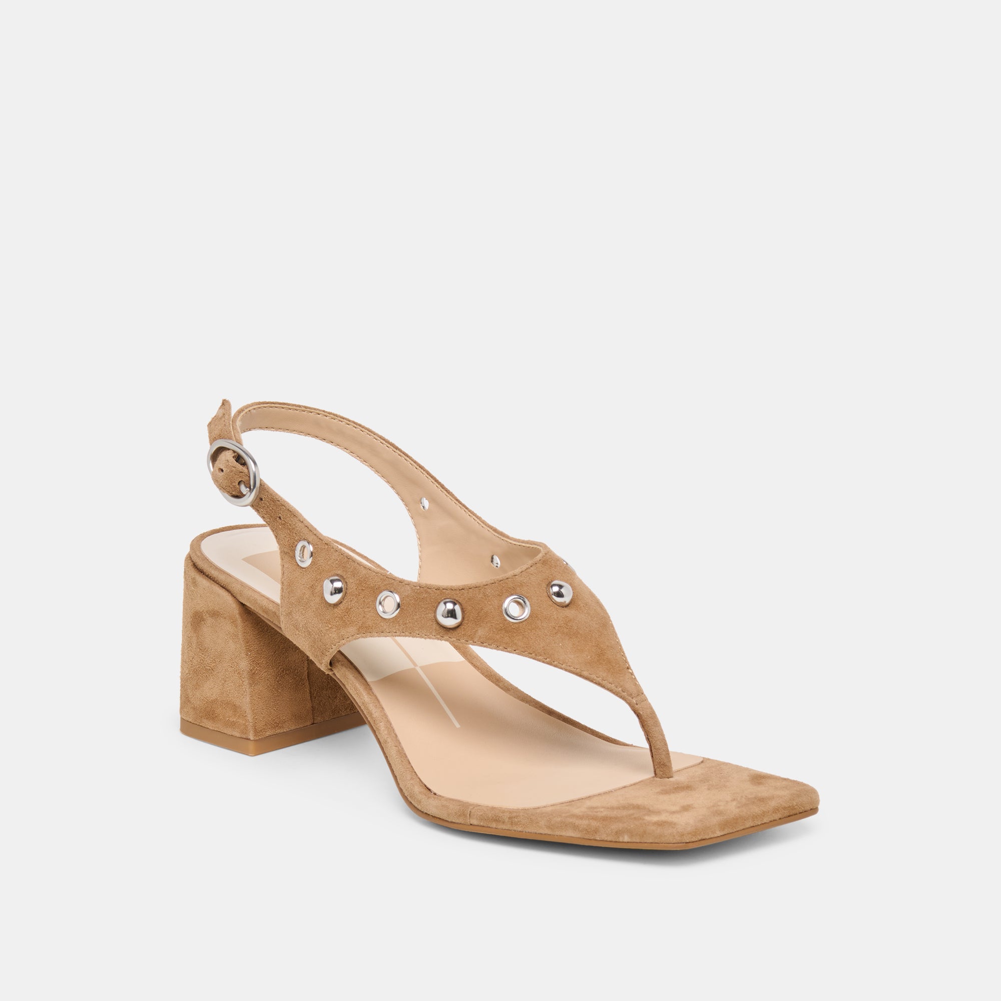 YVES STUD HEELS LT BROWN SUEDE - Image 3