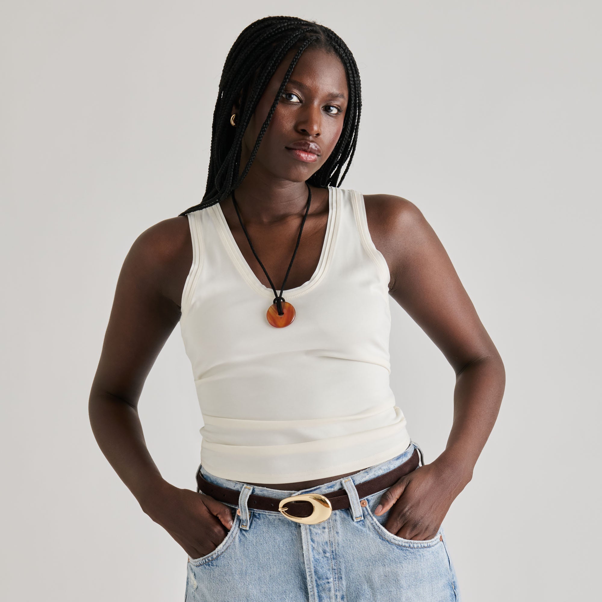 ORGANIC OVAL BUCKLE BELT MAHOGANY GOLD - Image 7