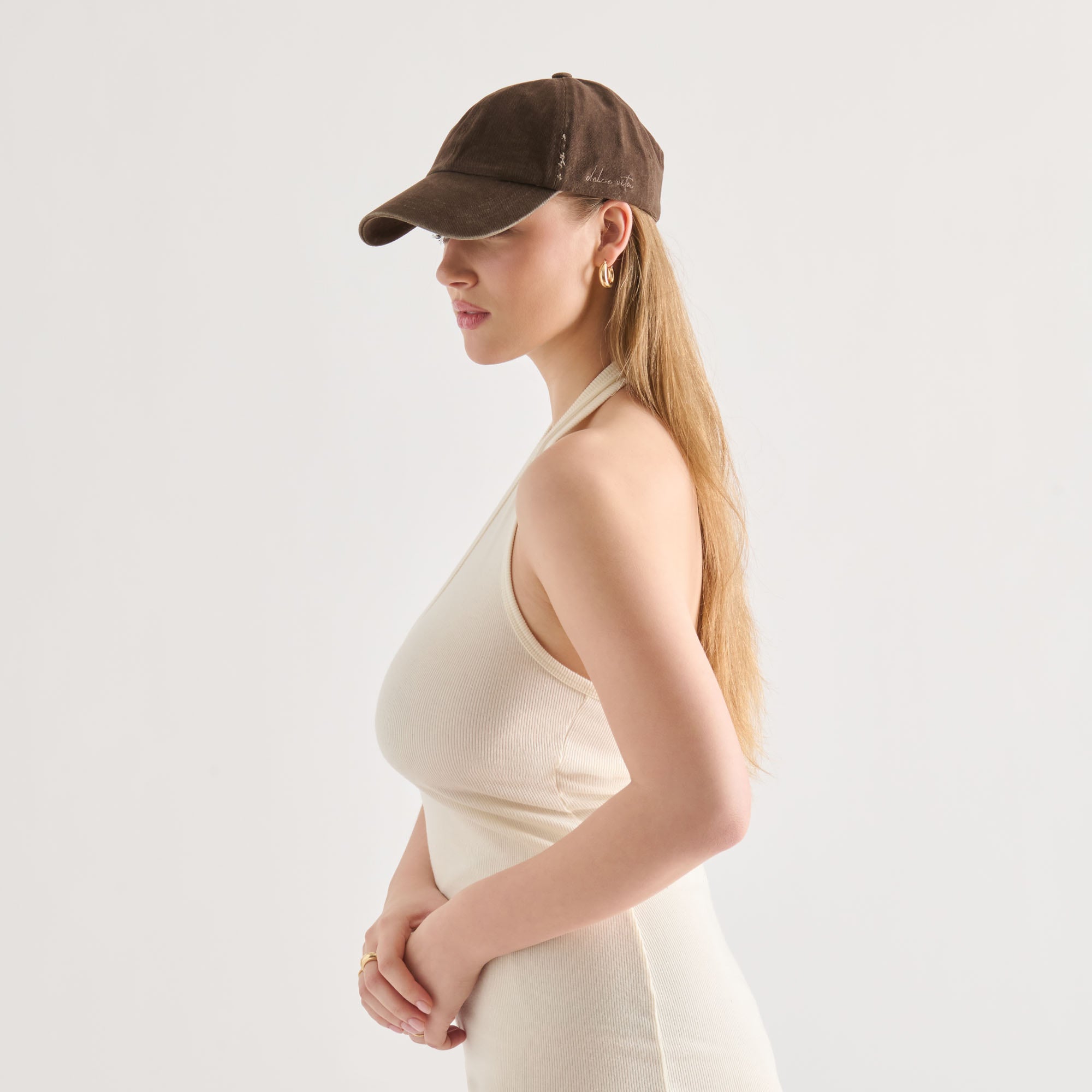 DISTRESSED BASEBALL CAP DARK BROWN - Image 2