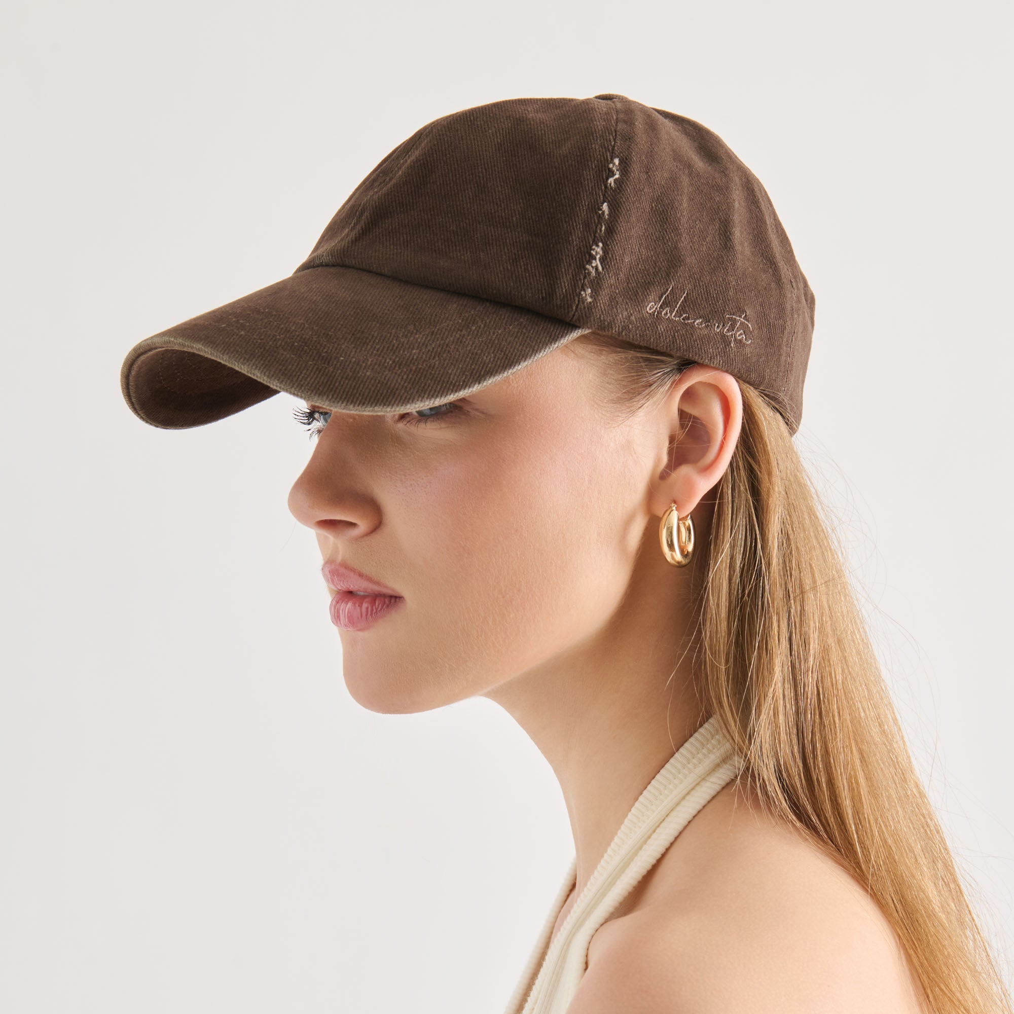 DISTRESSED BASEBALL CAP DARK BROWN - Image 4