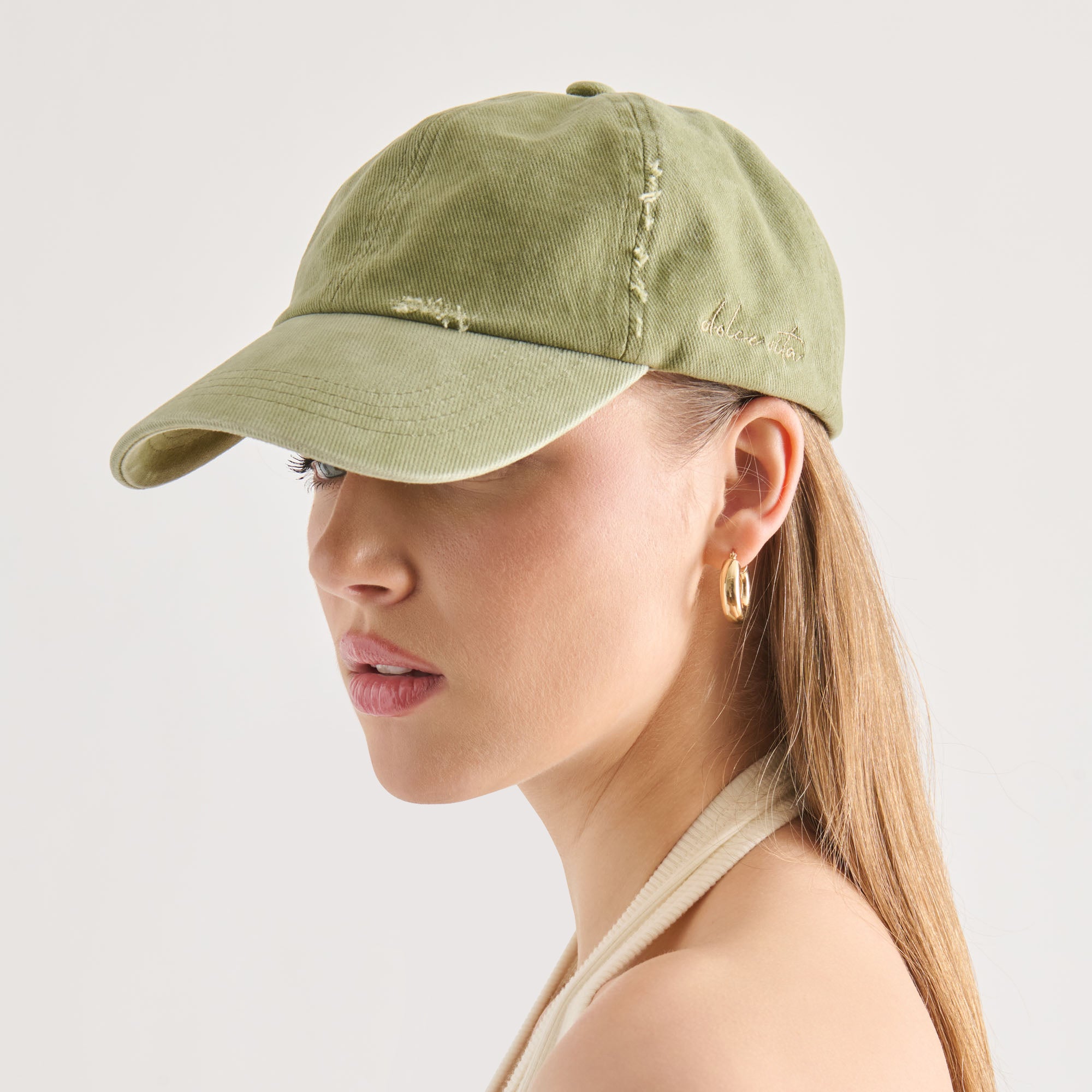 DISTRESSED BASEBALL CAP OLIVE - Image 4