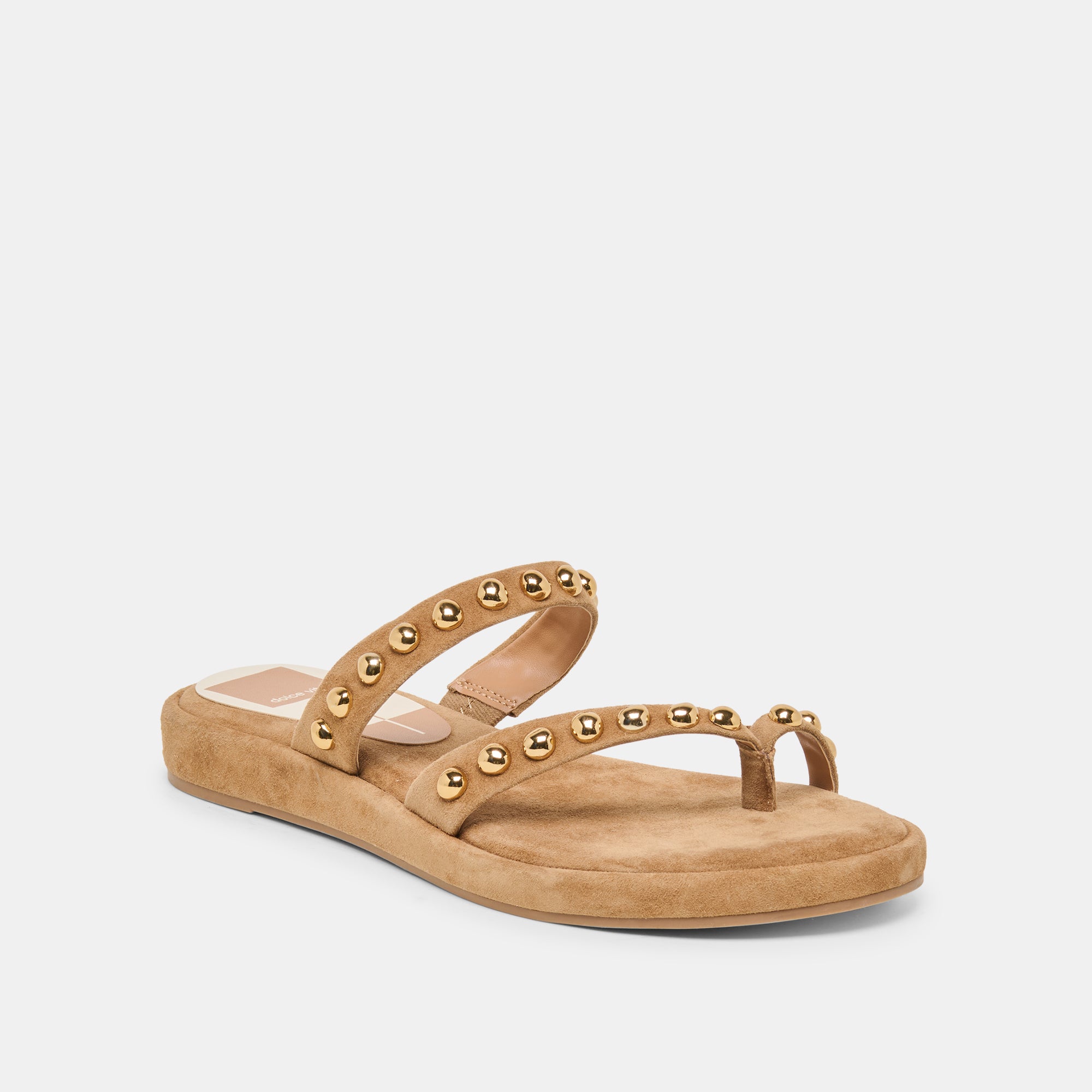 AMARY STUD SANDALS LT BROWN SUEDE - Image 2