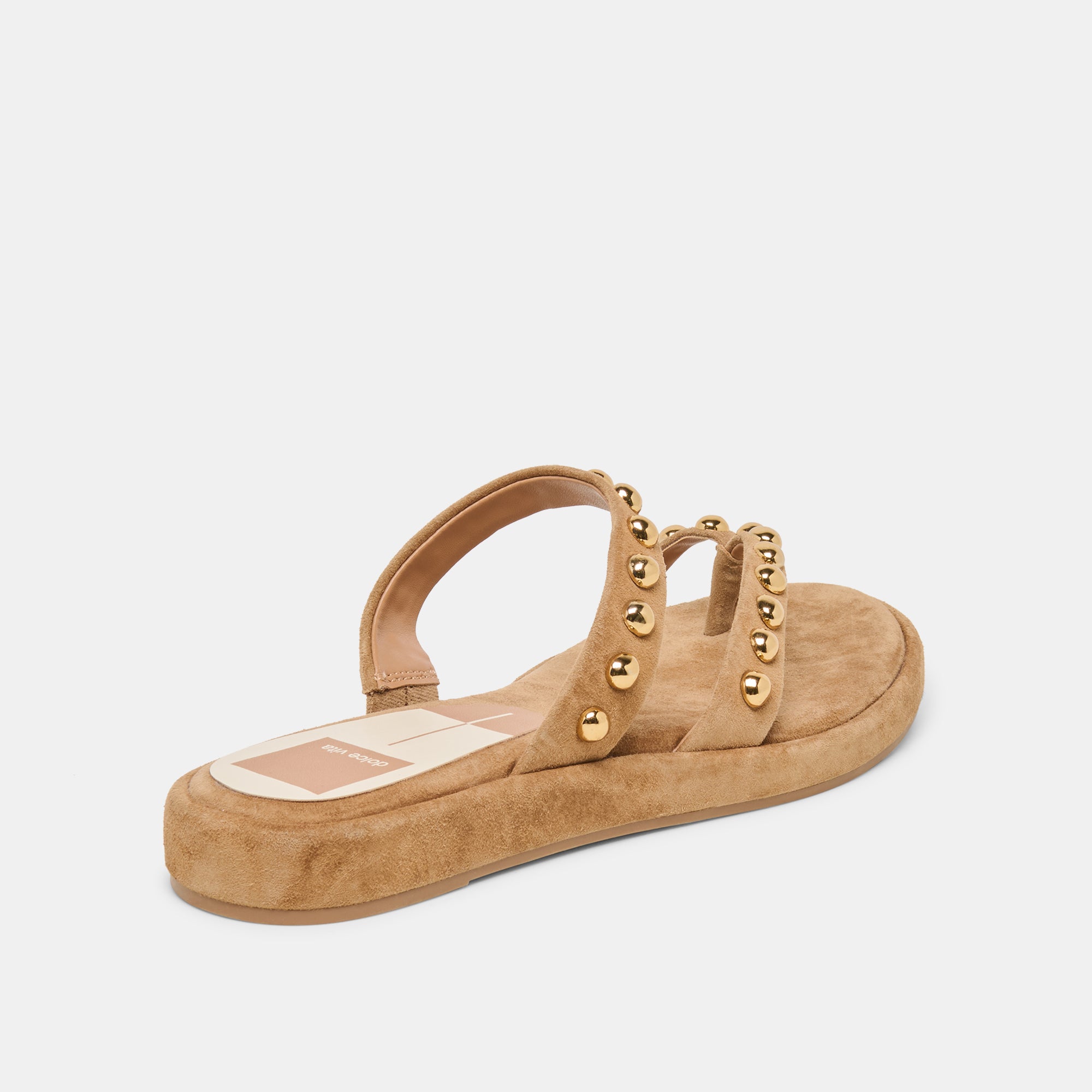 AMARY STUD SANDALS LT BROWN SUEDE - Image 3