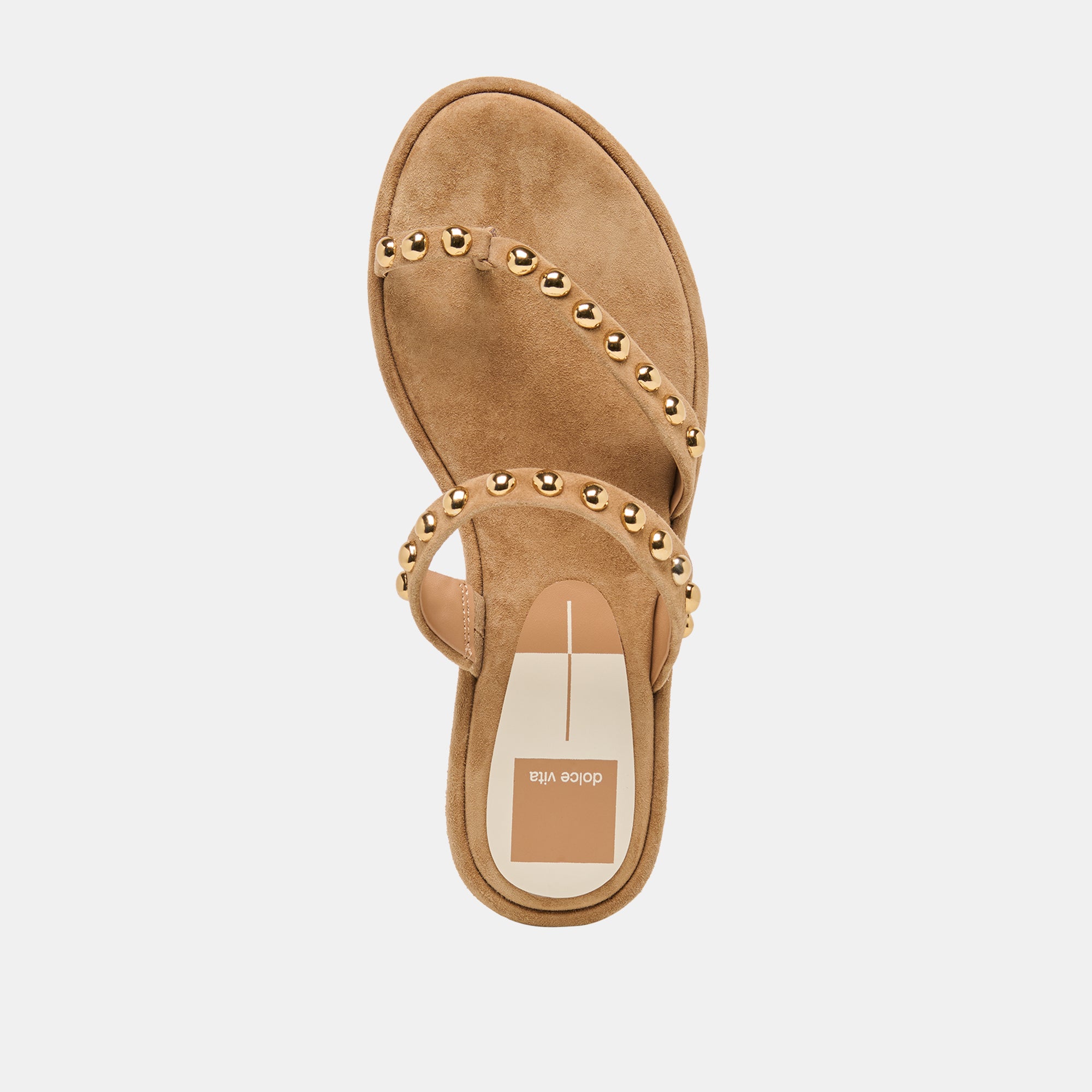 AMARY STUD SANDALS LT BROWN SUEDE - Image 8