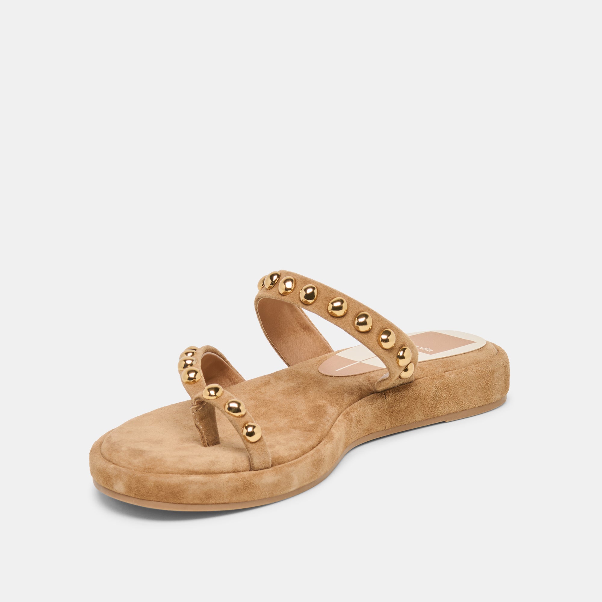 AMARY STUD SANDALS LT BROWN SUEDE - Image 4