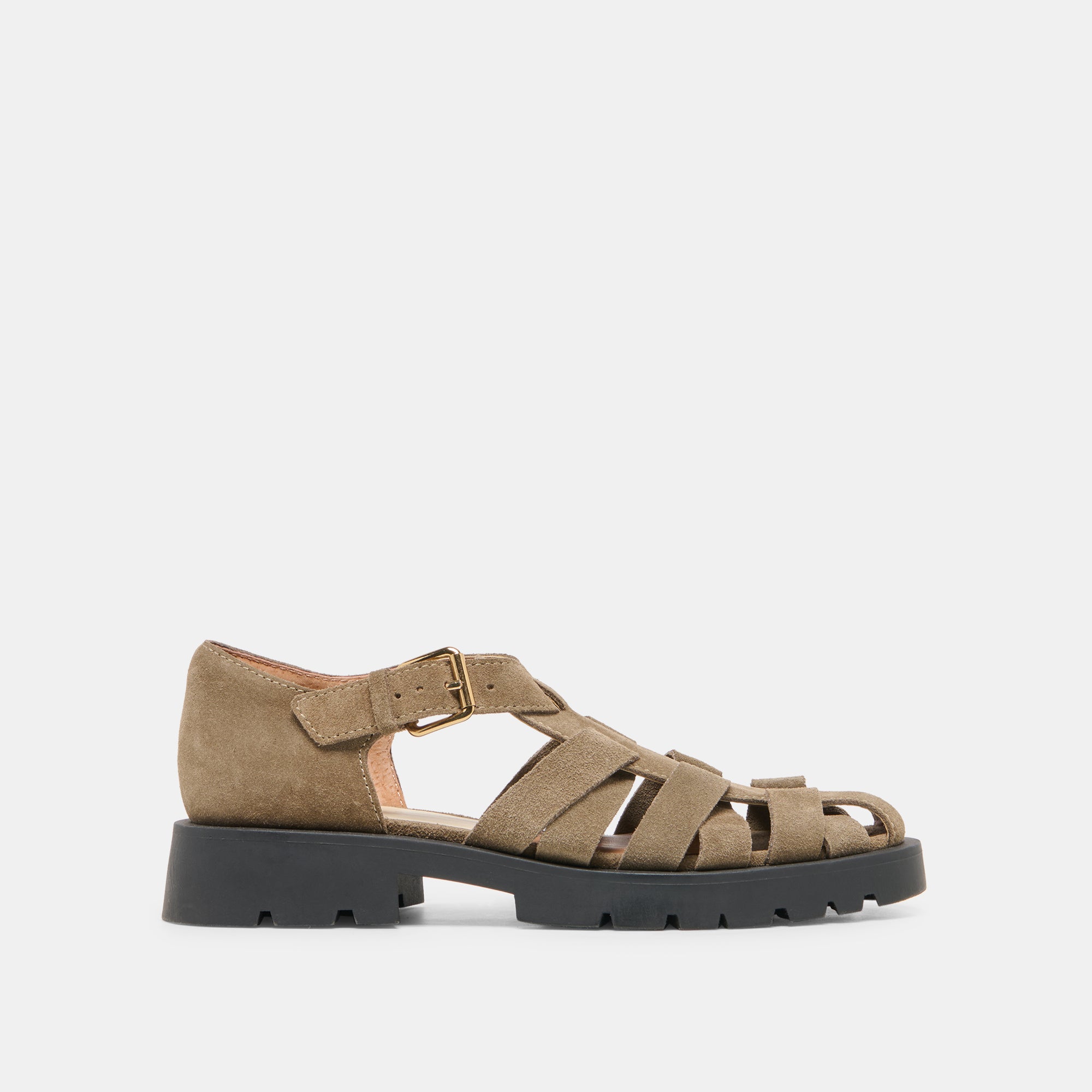 ELSAH FLATS OLIVE SUEDE